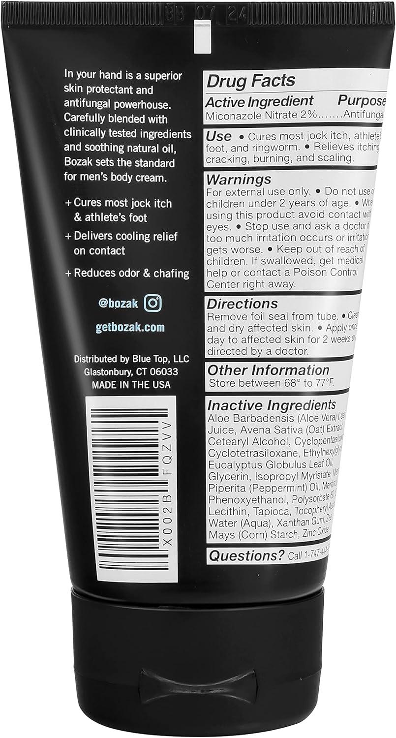 Bozak Extra Strength Jock Itch & Athlete's Foot Cream 2 Pack Talc