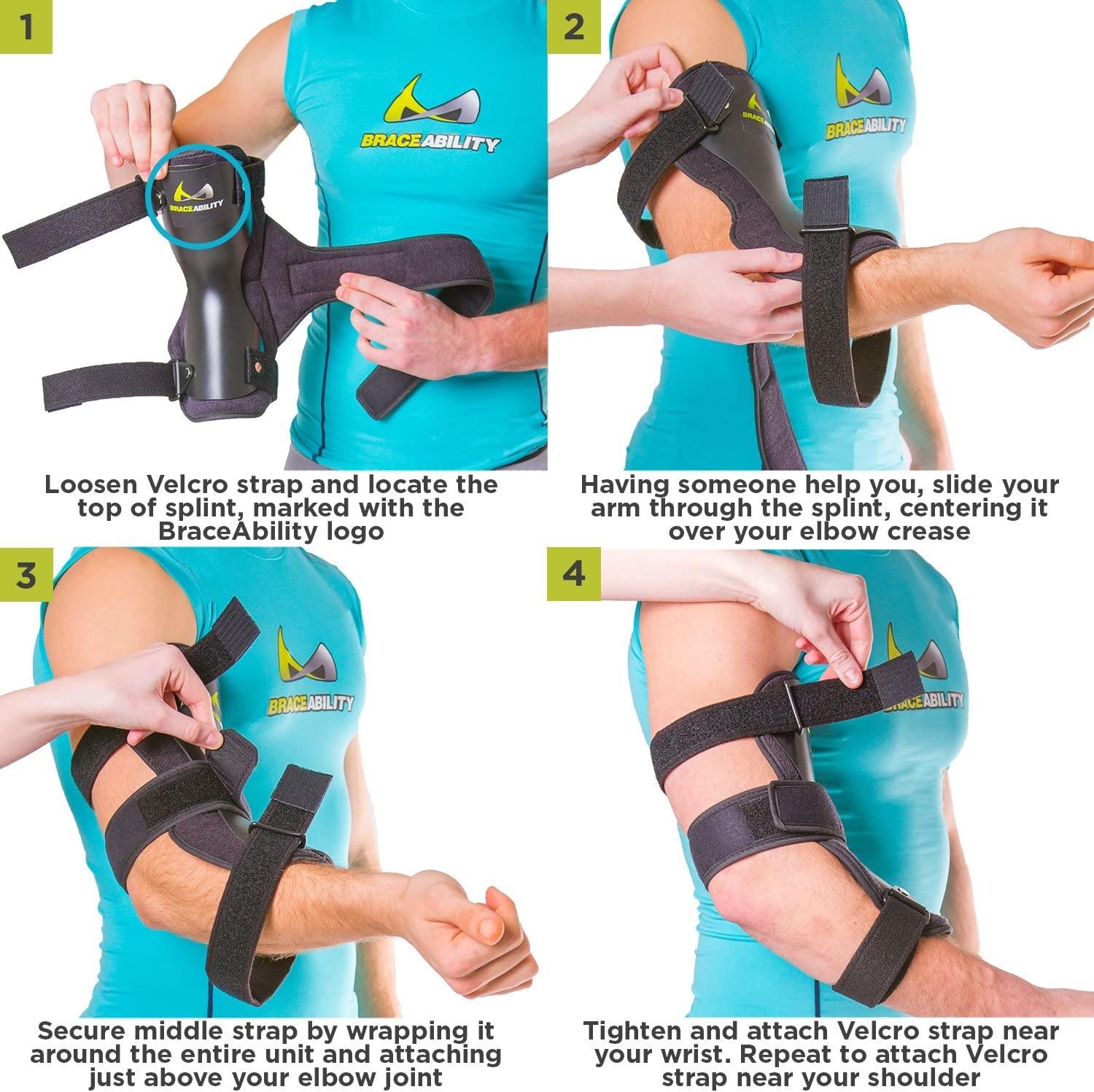 BraceAbility Cubital Tunnel Syndrome Elbow Brace Ulnar Nerve Pain Relief Arm Immobilizer for