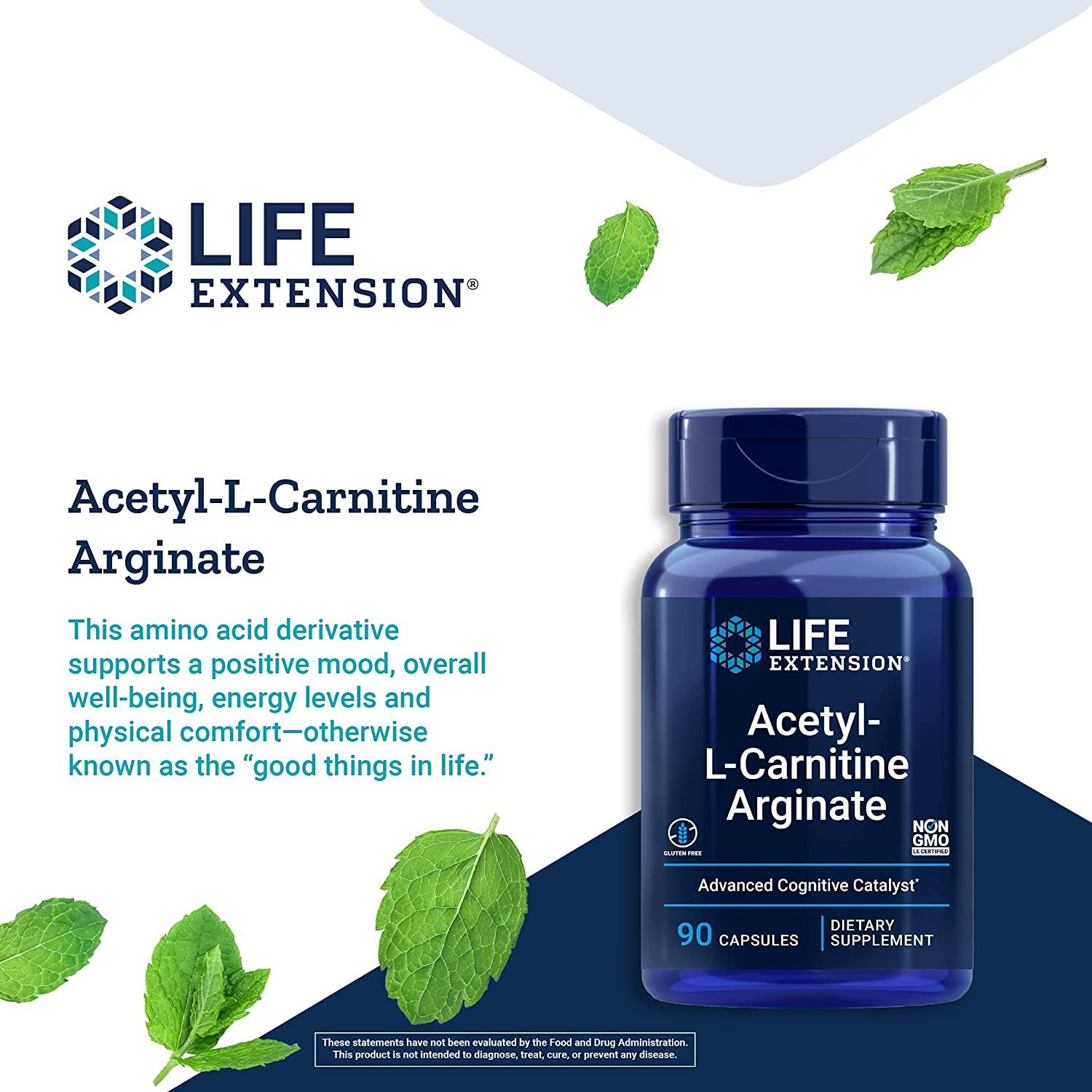 acetyl-l-carnitine arginate Life Extension Acetyl-L-Carnitine Arginate - 90 Vegetarian Capsules for  Energy & Focus | Buy Now with Express International Delivery