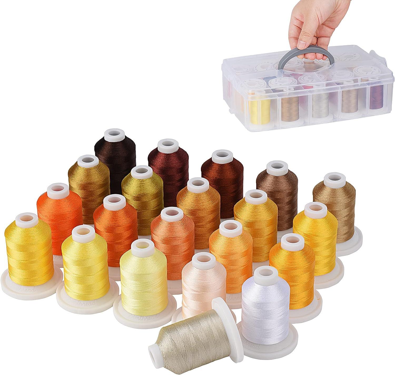 Simthread Embroidery Machine Thread Kit - 21 Spools in Brown & Gold ...