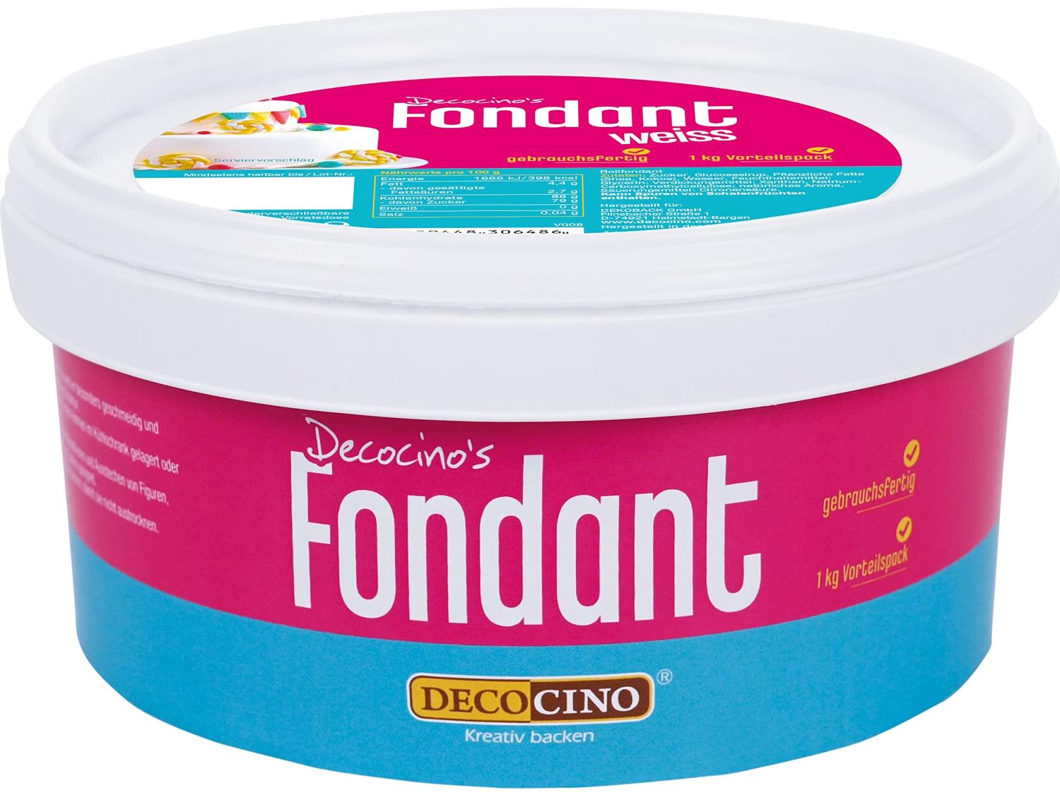 DECOCINO Fondant White 1kg Value Pack - Vegan Palm Oil Free for Cake ...