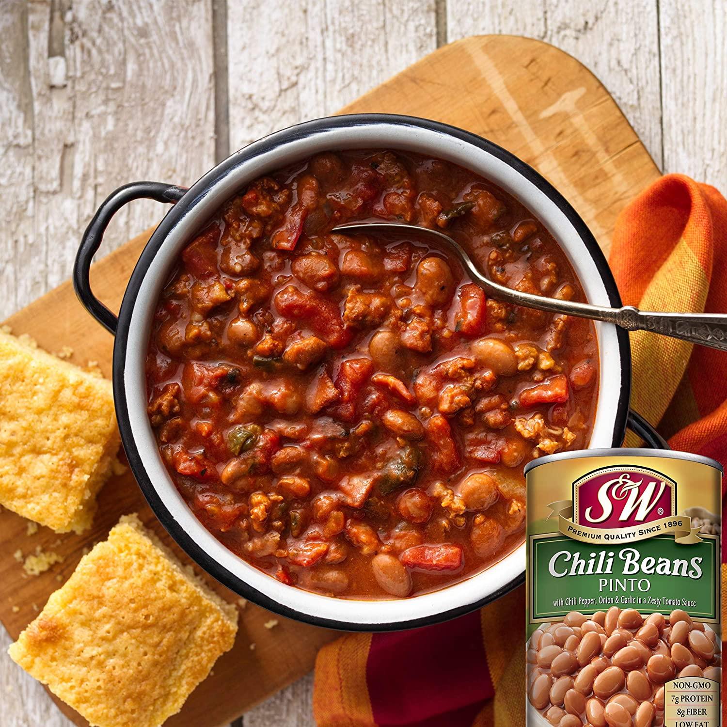 S & W Canned Chili Beans (12 Pack), Vegetarian, NonGMO, Natural GlutenFree Pinto Bean, Sourced