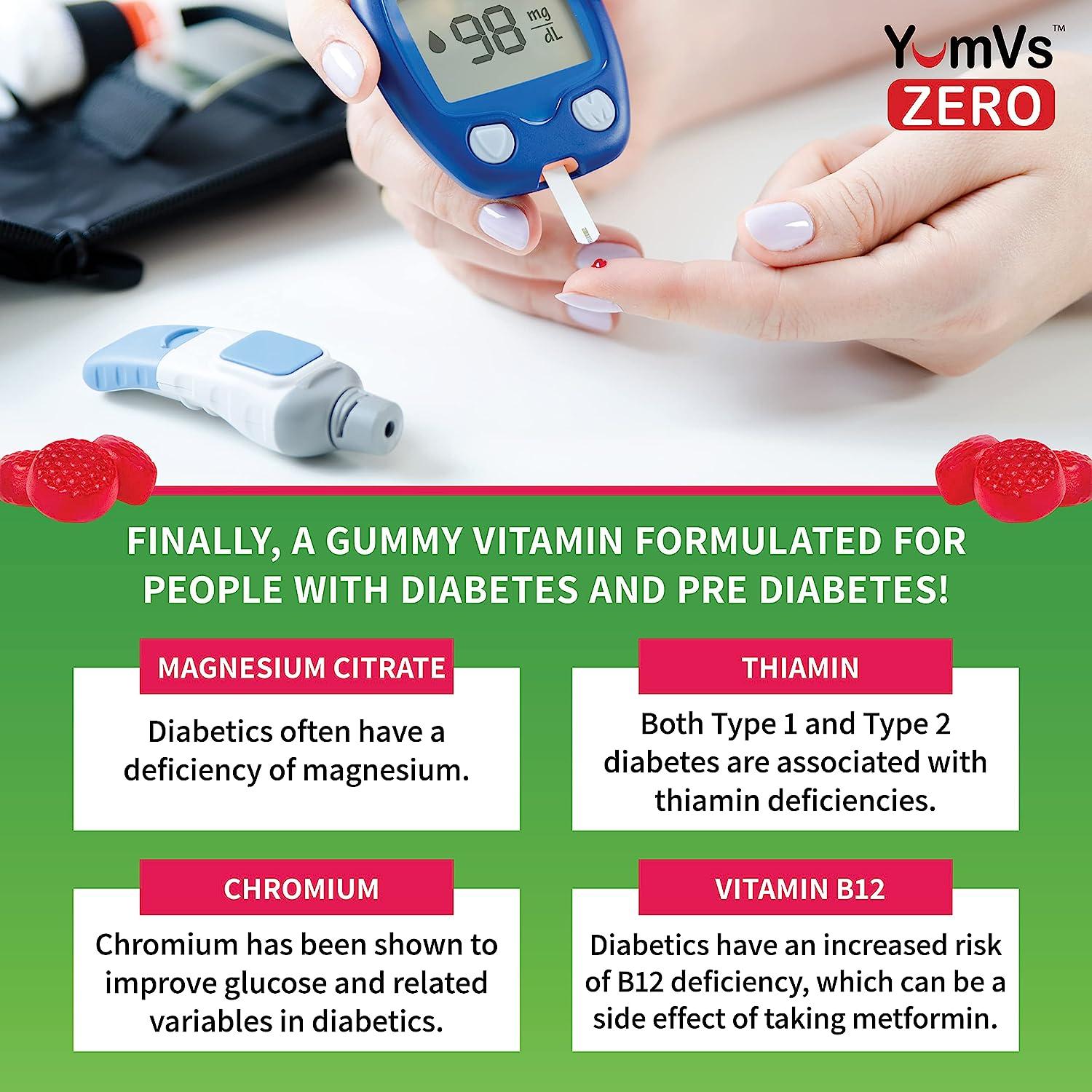 YumVs Diabetic Multivitamin Gummies Sugar Free Diabetes Supplement