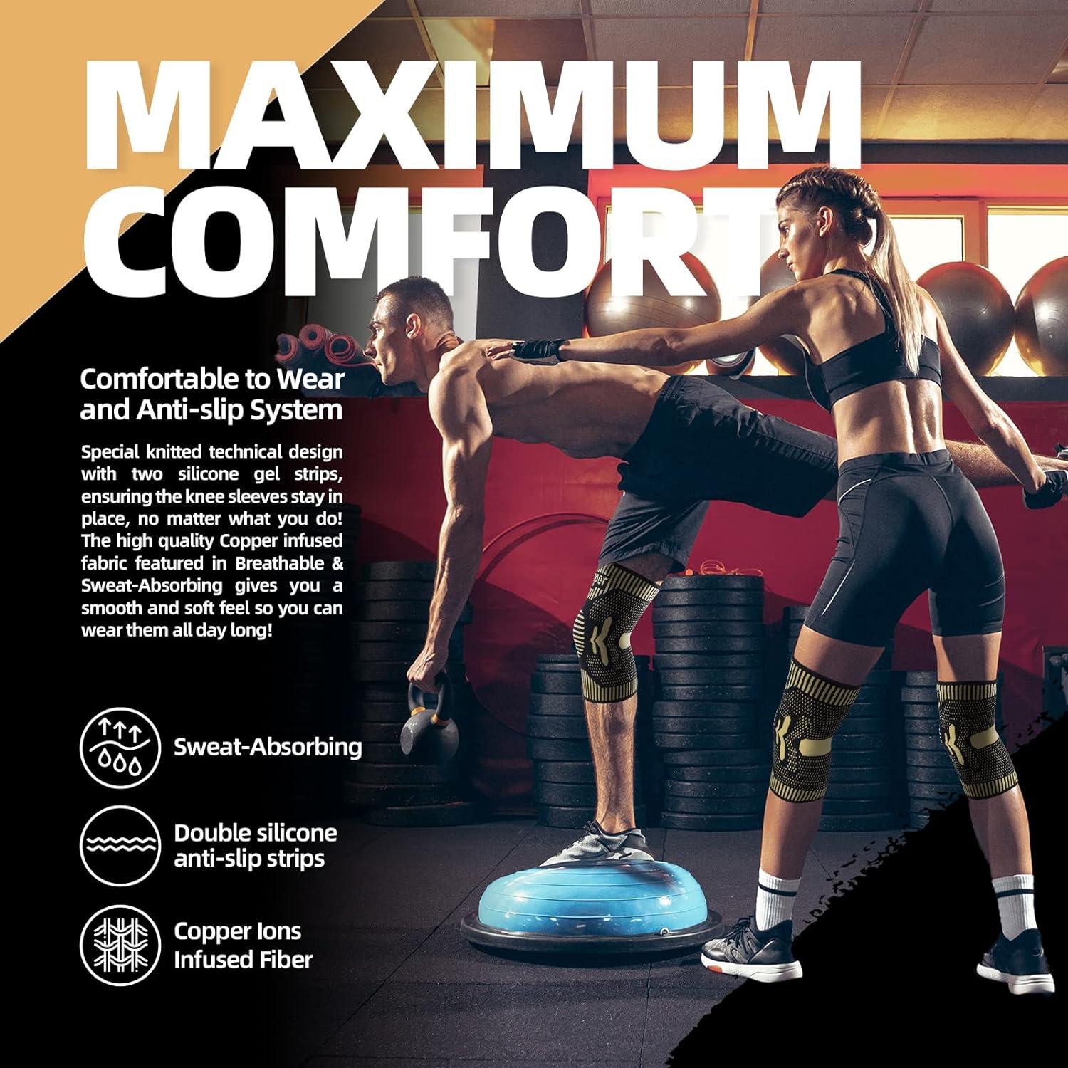 APEXUP Compression Knee Brace For Women, Copper Compression Sleeve For Knee Support, Arthritis Pain Relief, Meniscus Tear, ACL, Running - Color Black - Tamaño Large | Guatemala