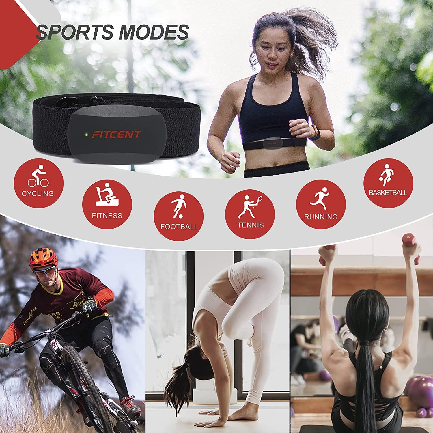 FITCENT Heart Rate Monitor Chest Strap, Bluetooth ANT+ HR Sensor for