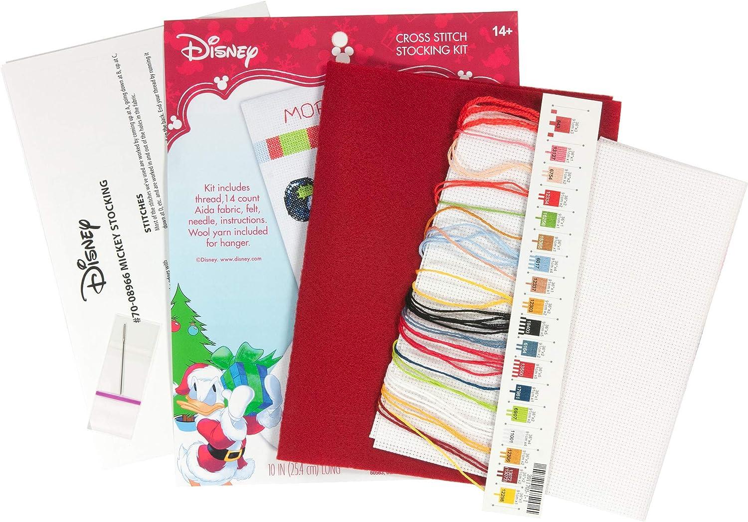 Dimensions Mickey Mouse Christmas Stocking Counted Cross Stitch Kit for  Beginners, 14 Count White Aida Cloth, 10''L