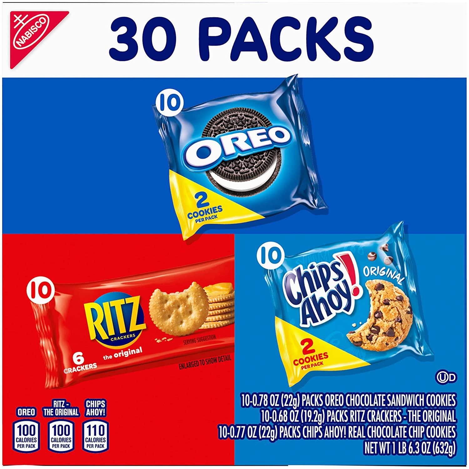 Nabisco Cookies Cracker Variety Pack OREO RITZ CHIPS AHOY 30