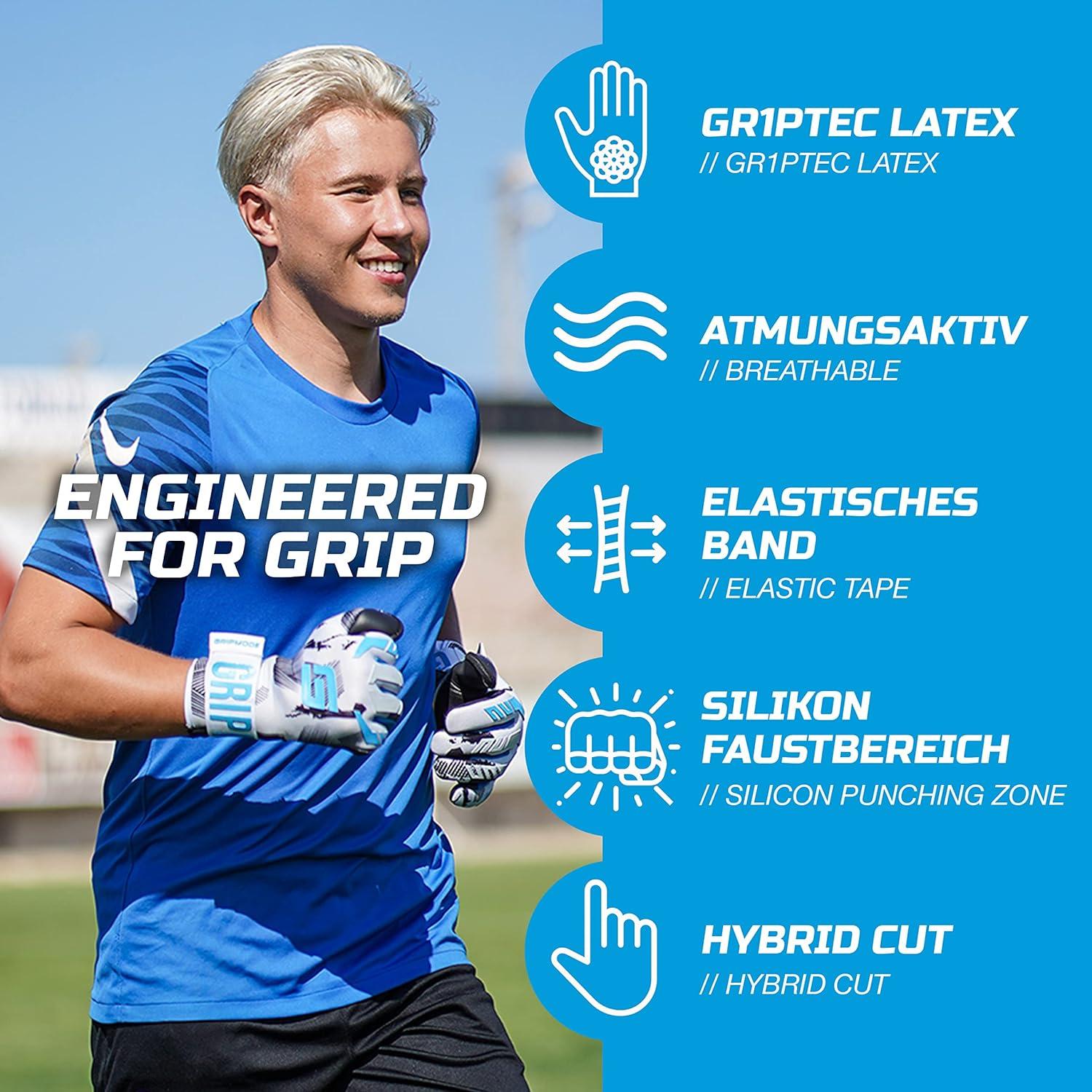 Goalie Gloves For Kids 8-12 Gripmode Aqua Hybrid Goalkeeper Gloves