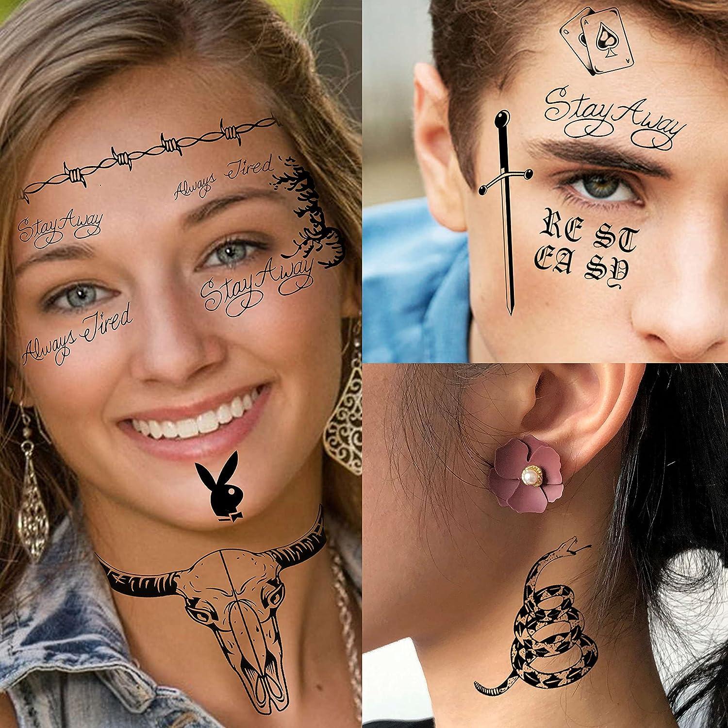 Amazon.com : 8 Pack Face Temporary Tattoo Waterproof Makeup Tattoo Stickers  on Face Eye Forehead Body for Halloween Christmas Stage Masquerade Party :  Beauty & Personal Care