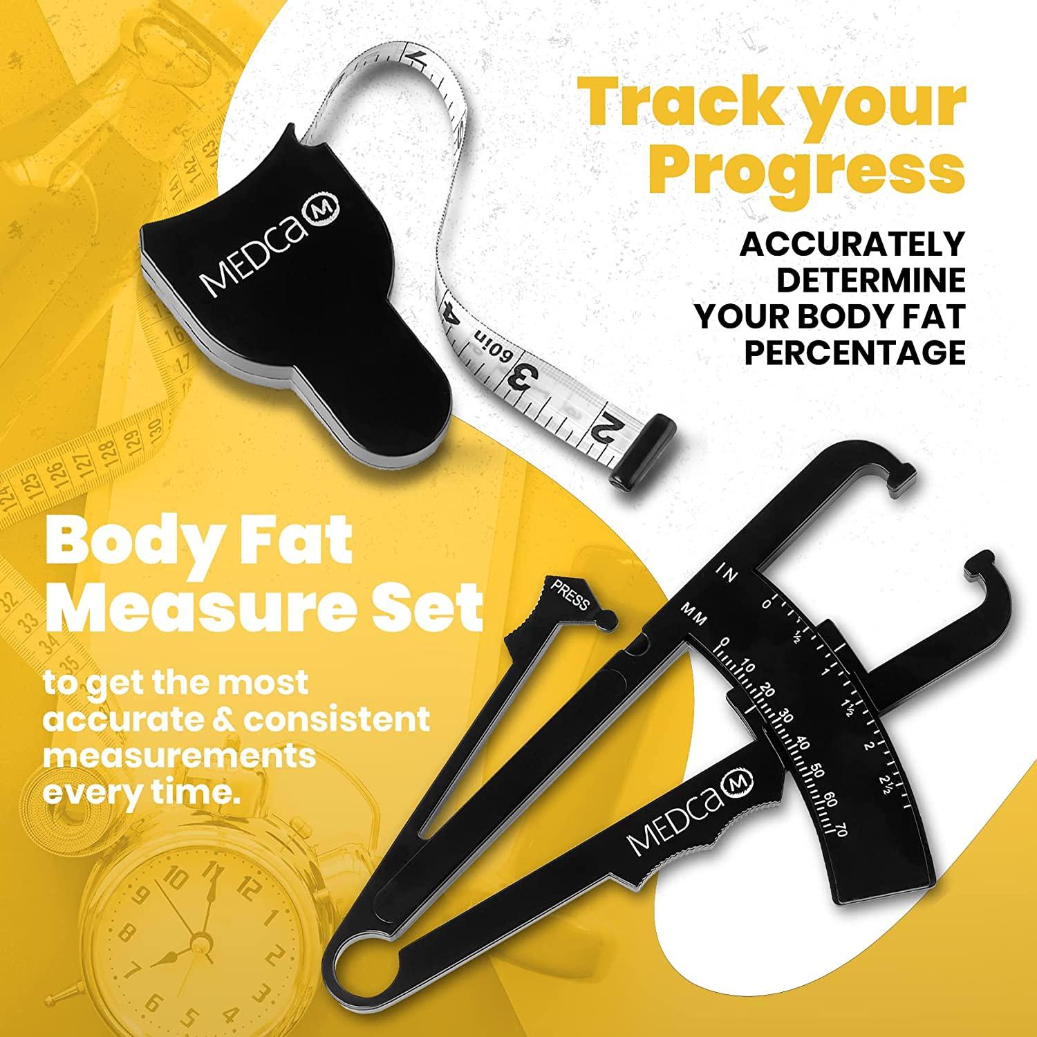 1pc Black Portable Body Fat Caliper Measurement Tool