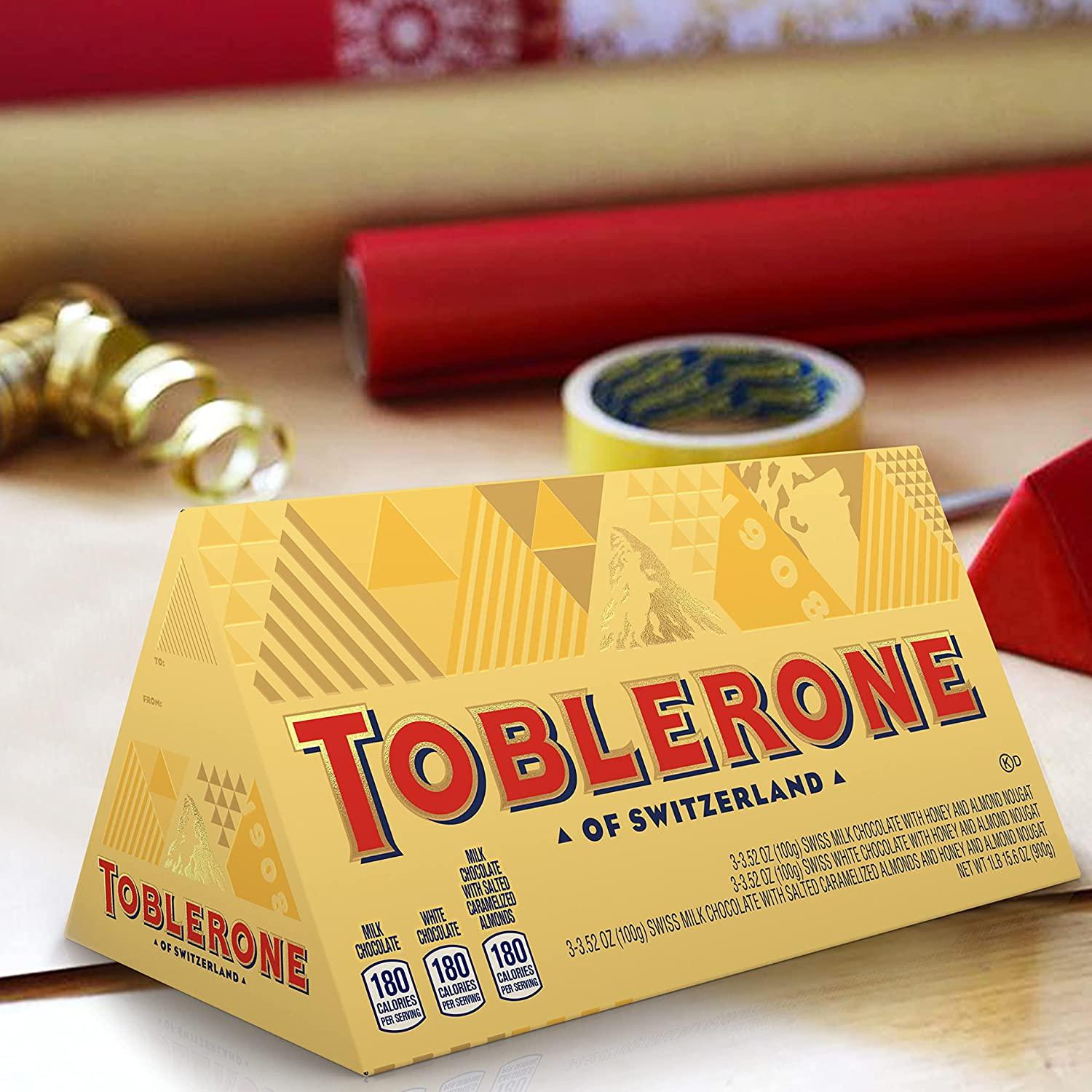 Toblerone Swiss Chocolate Gift Set Milk, White, and Salted Caramel