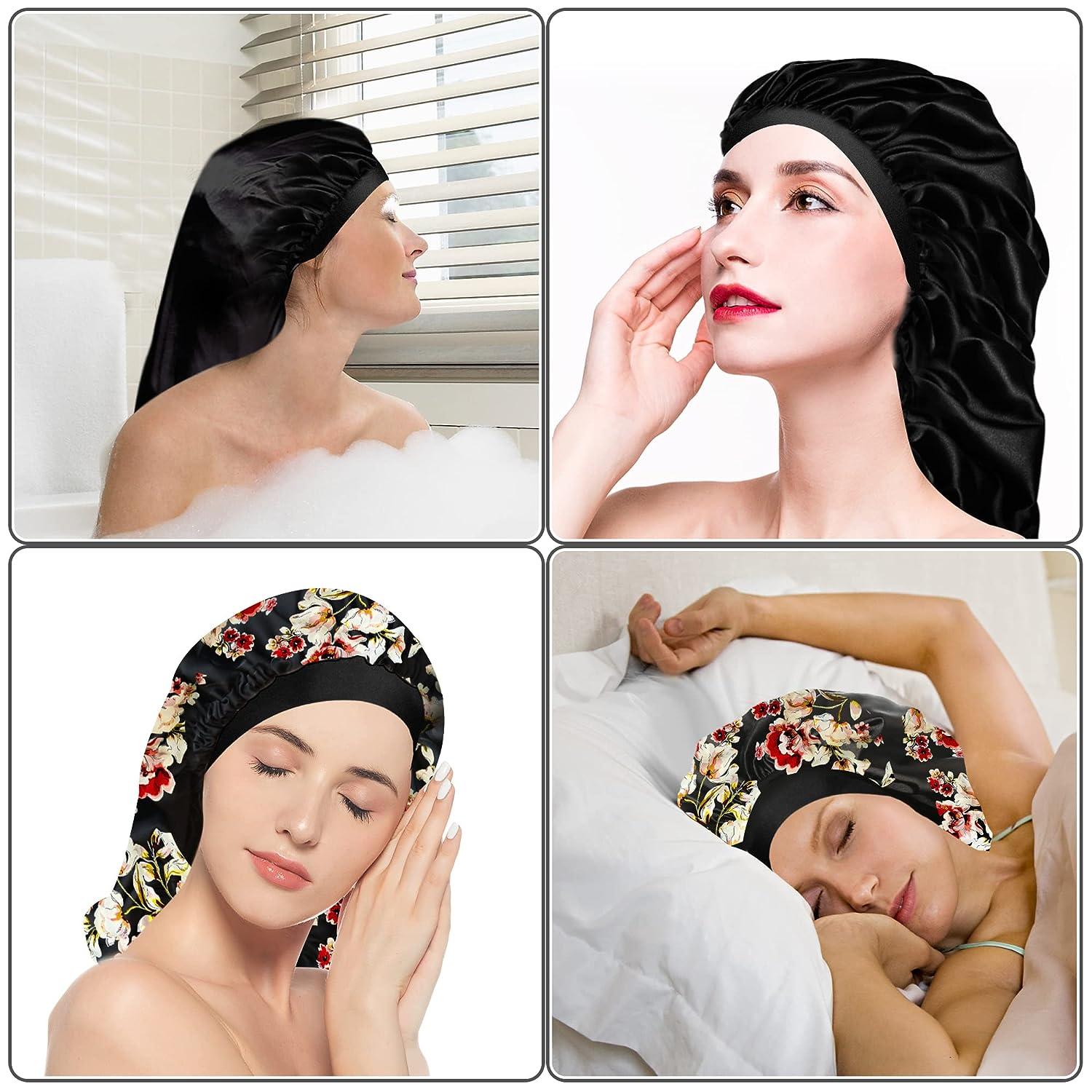 Silk Shower Caps - Satin Bonnet for Sleeping, Hair Bonnet for Curly Hair,  Jumbo Bonnet & More - Large Bonnets for Black Women & Men - Silk Caps for