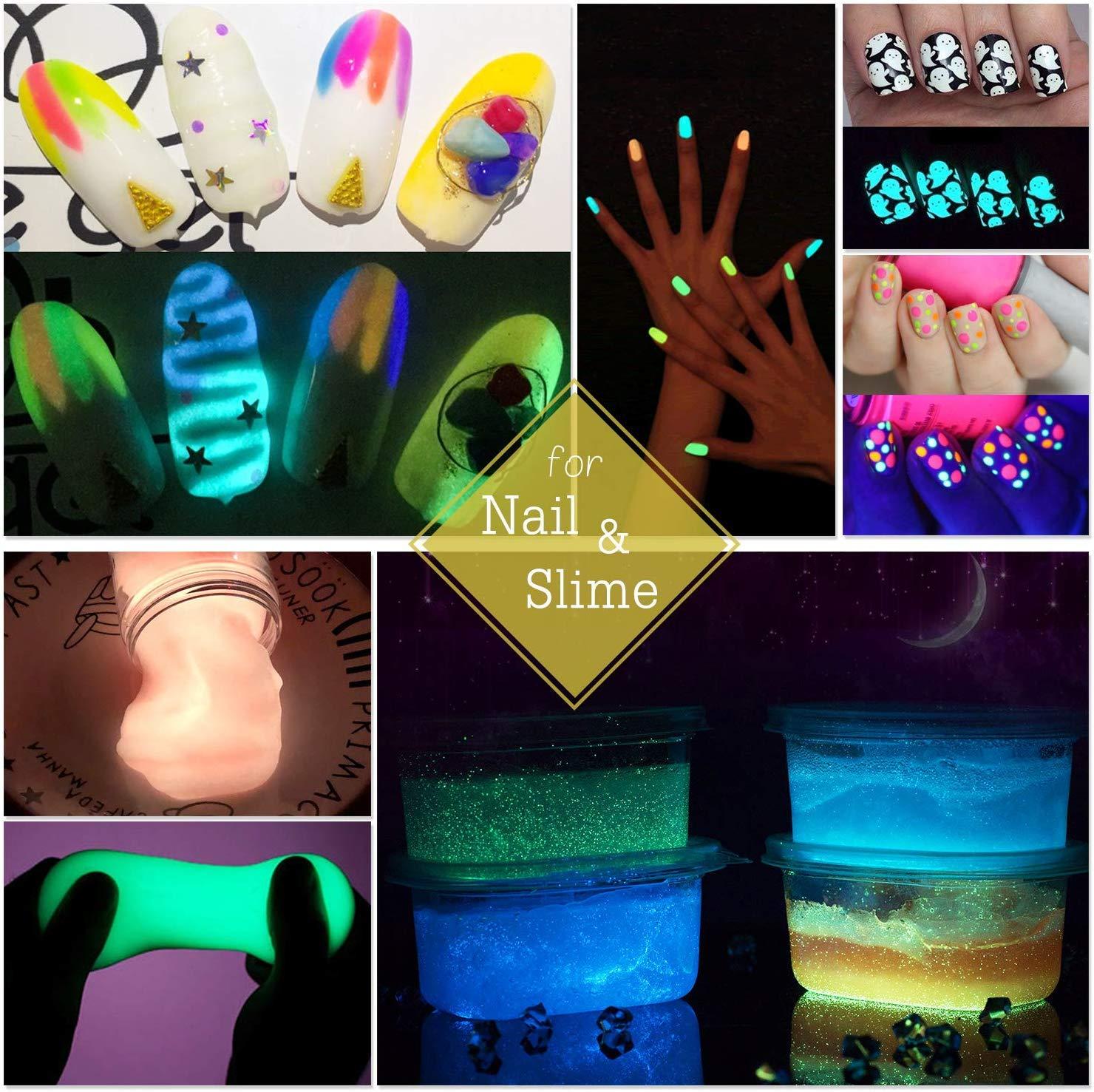 10ML Glow In The Dark Acrylic Powder For Nail Art Polymer Tips Builder  Extension Luminous Pigment