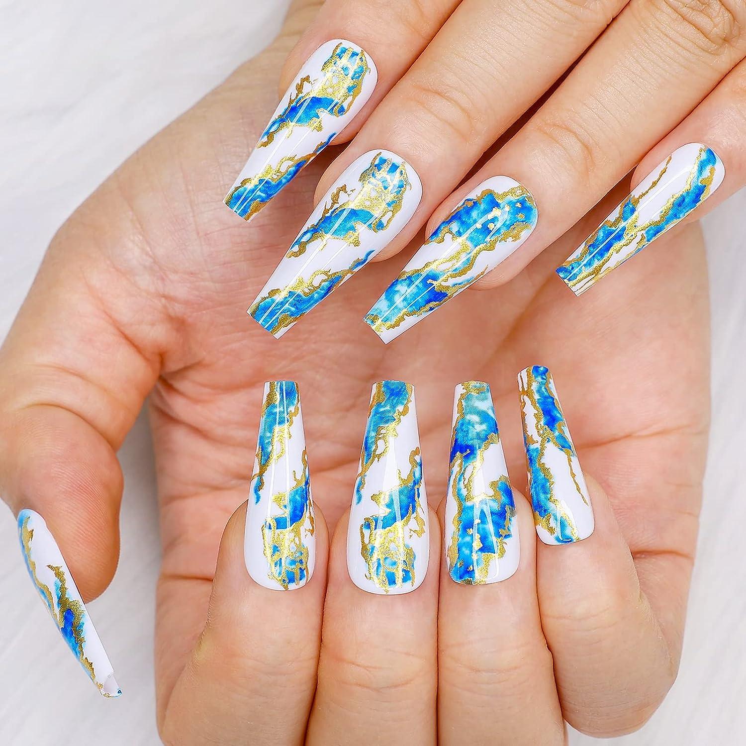 24Pcs/Set Fashion Beauty Fake Nails Clear French Stiletto Blue Sky White  Cloud Pattern Press on Nails faux Ongles Tips Nail Art - Price history &  Review | AliExpress Seller - YIYI MAKE