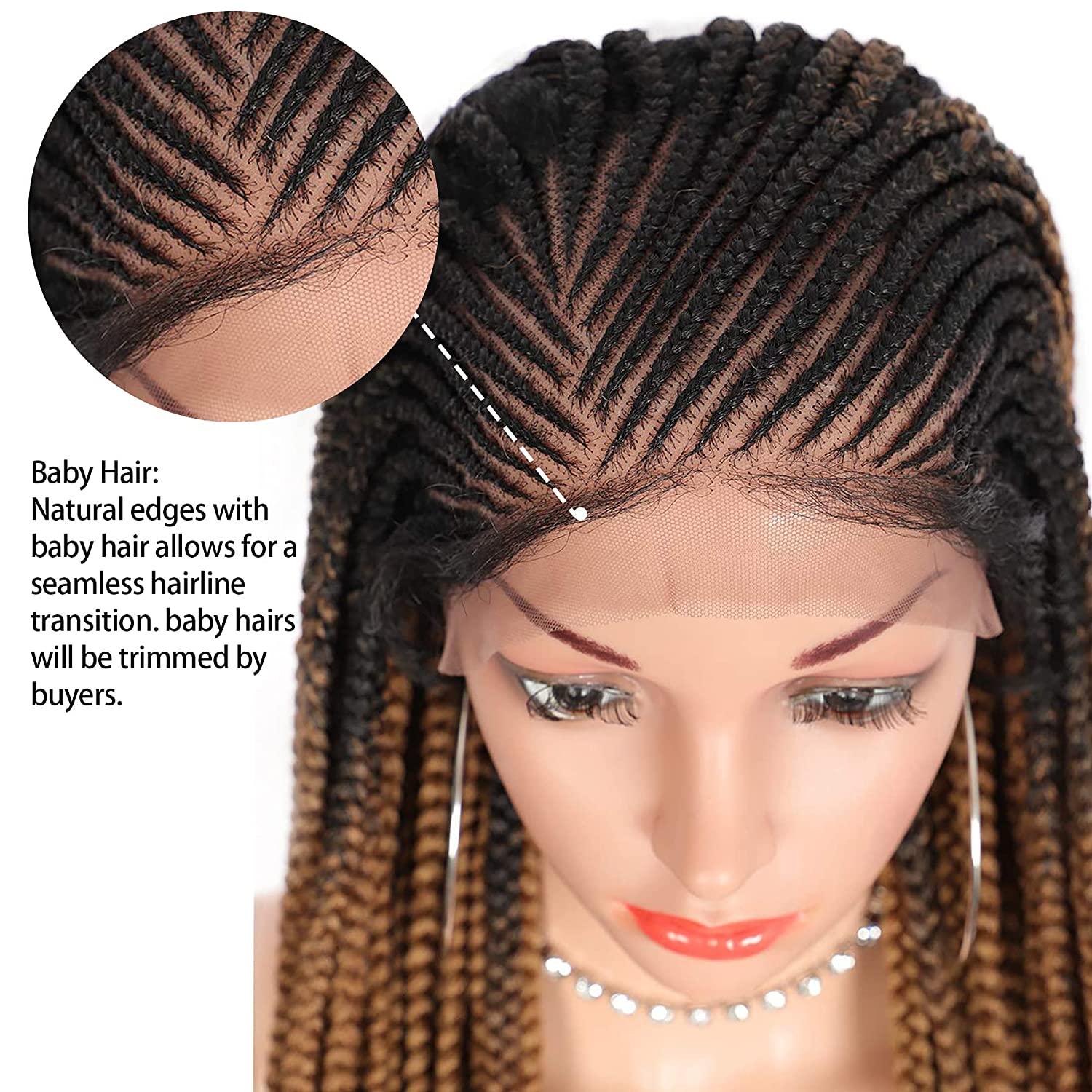 Kalyss 28 Hand-Braided 13X6 Lace Frontal Side Part Twist Braids Wigs with  Baby Hair for Black Women 100% kanekalon Ombre Black to Brown Synthetic  Lightweight Hand-Tied Lace Front Box Braided Wig