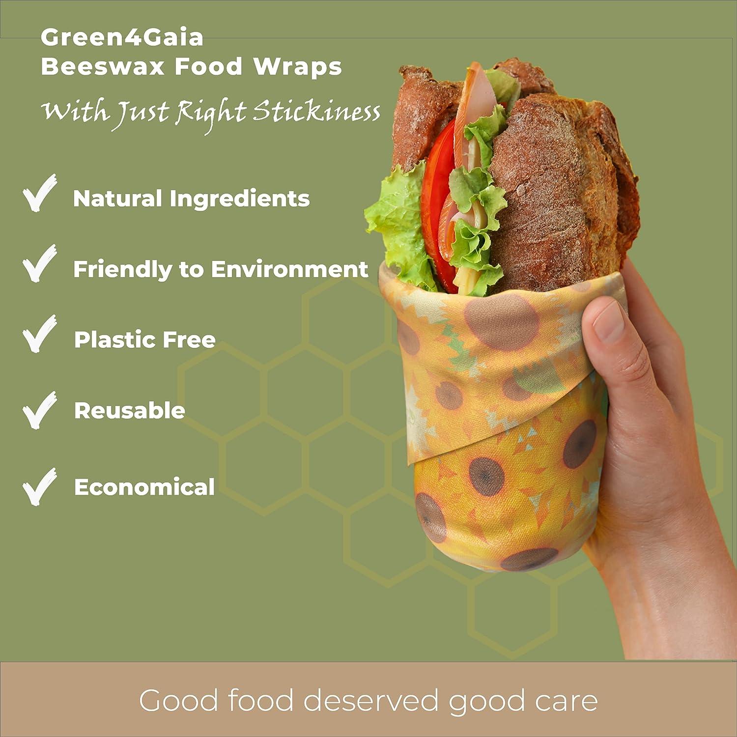 Green4Gaia Reusable Beeswax Food Wrap - Assorted 6 pack with