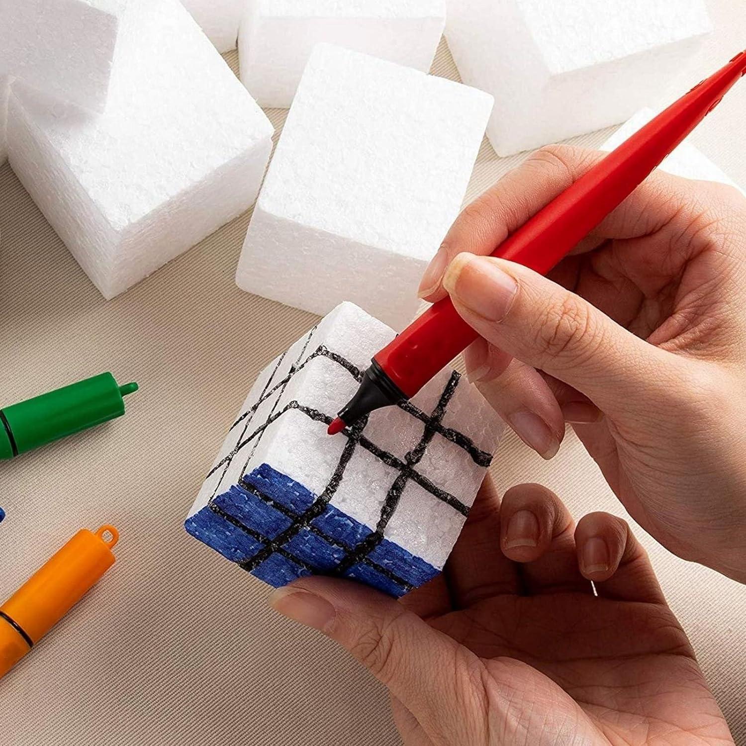 36 Pack Blank Foam Cubes and Square Blocks for Crafts School
