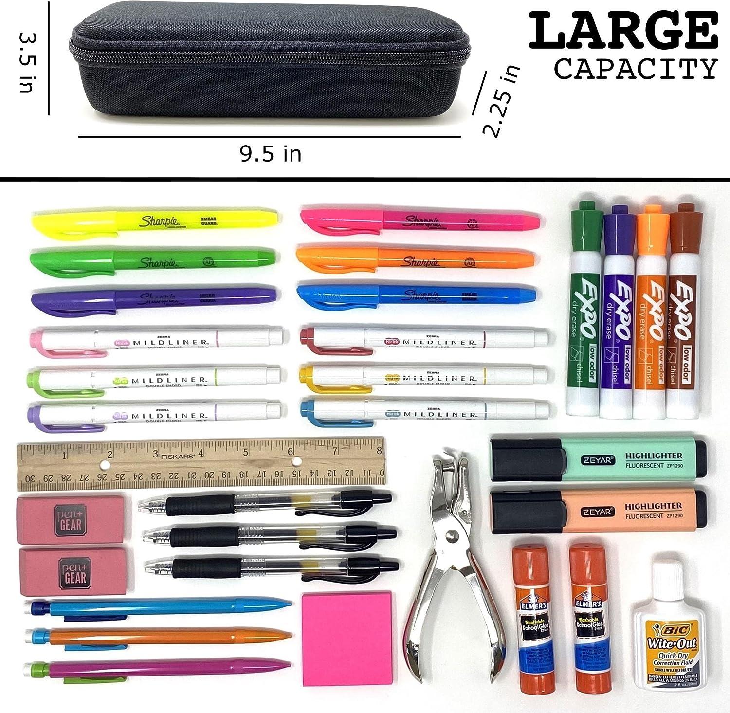 Arber Large Capacity Pencil Pen Case - Simple Zipper Organizer Box - Hard  Sided Slim Art Pouch Bag for Colored Markers - Adults Teens Boys Girls  Office Supply School College (Black)