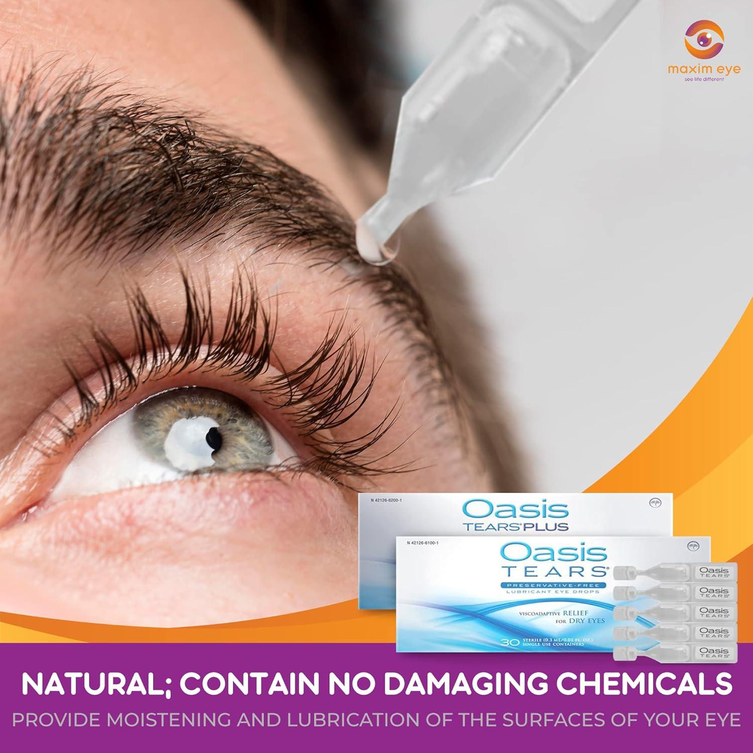 Oasis TEARS 3pk - 90 Vials Preservative-Free Eyedrops for Dry Eyes +  Reusable Anti Fog Cloth | Buy Now with Express International Delivery