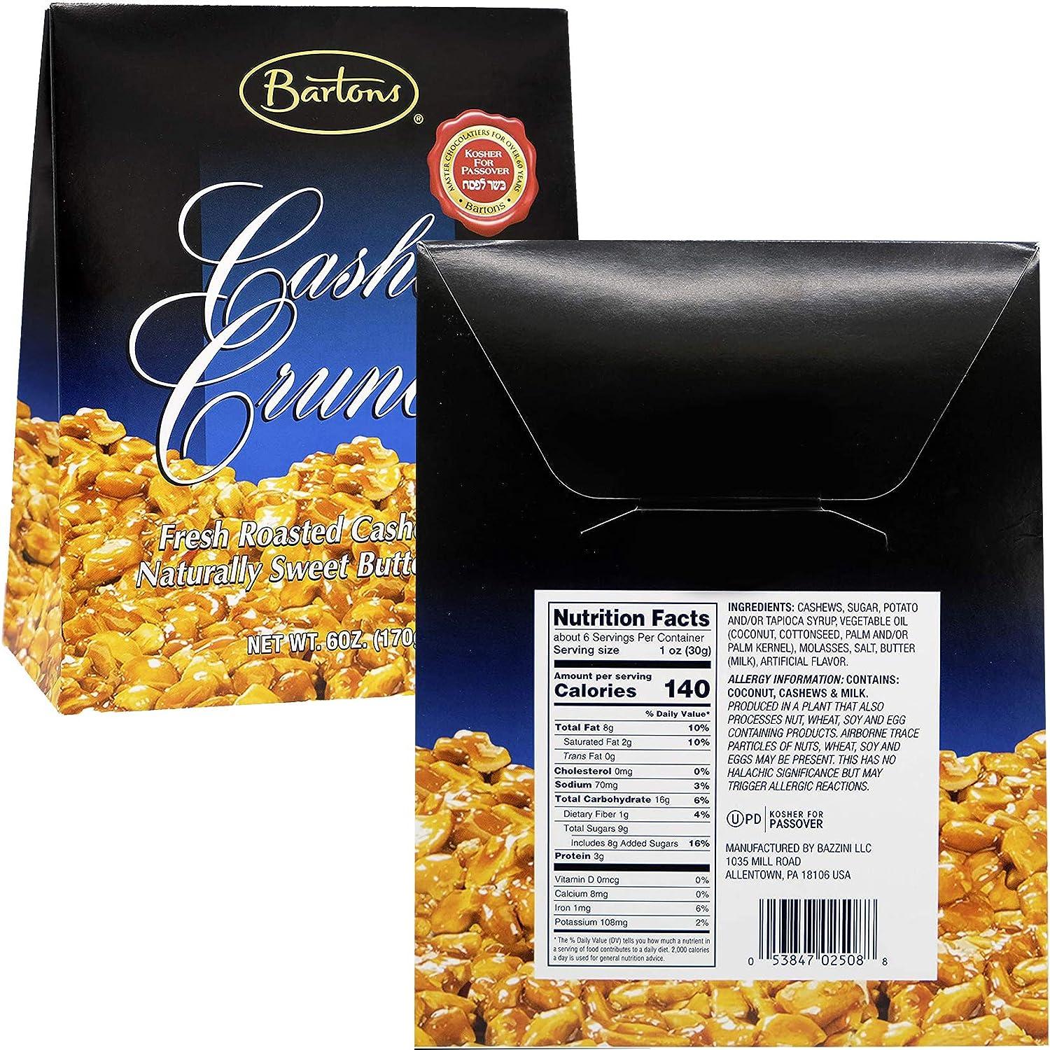 Barton's Cashew Crunch, Dairy Kosher For Passover, 6 Ounces 6 Ounce (Pack of 1)