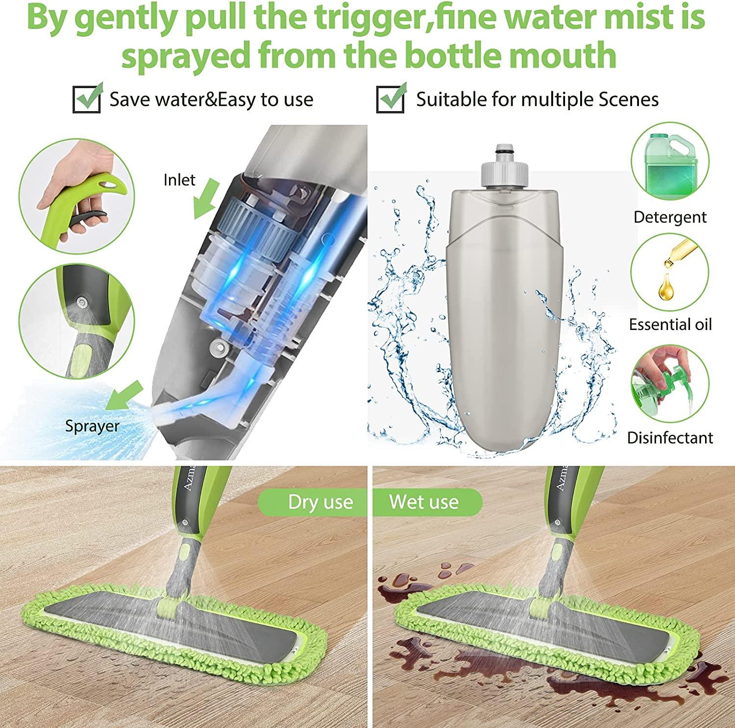 Spray Mop for Floor Cleaning Microfiber Mop Wet Dust Mop with 6 Reusable  Washable Microfiber Pads and 610ML Refillable Bottle Dry Wet Kitchen Mop  for Hardwood Laminate Tile Floor Cleaner Household 1.spray