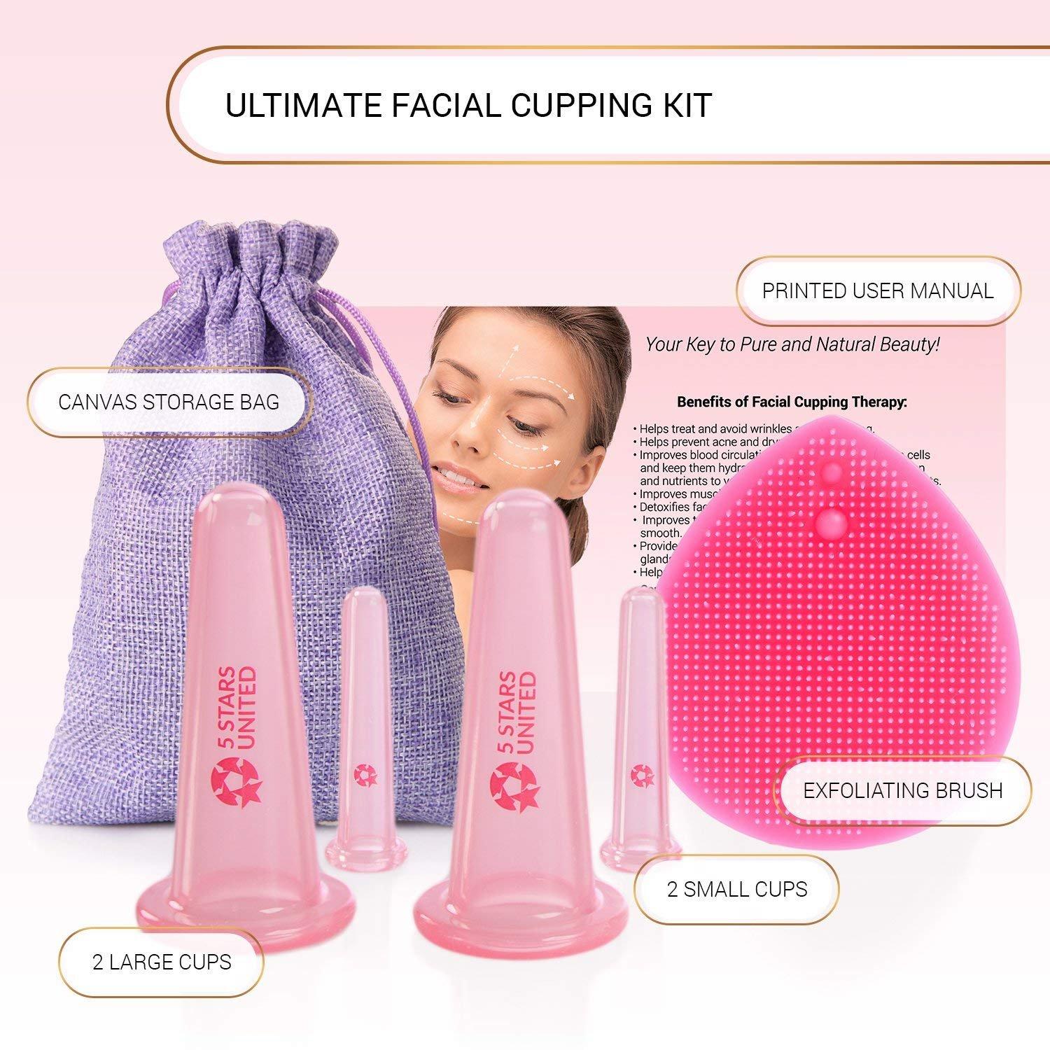 Facial Cupping Set Face and Eye Cupping Massage Kit Silicone Cleansing  Brush