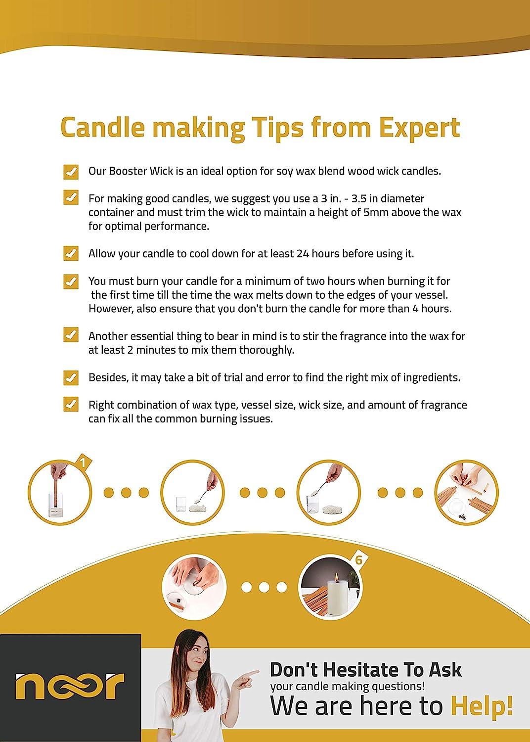 Wood Wicks for Candles Making NOOR 50 Pieces Smokeless Wooden Wicks