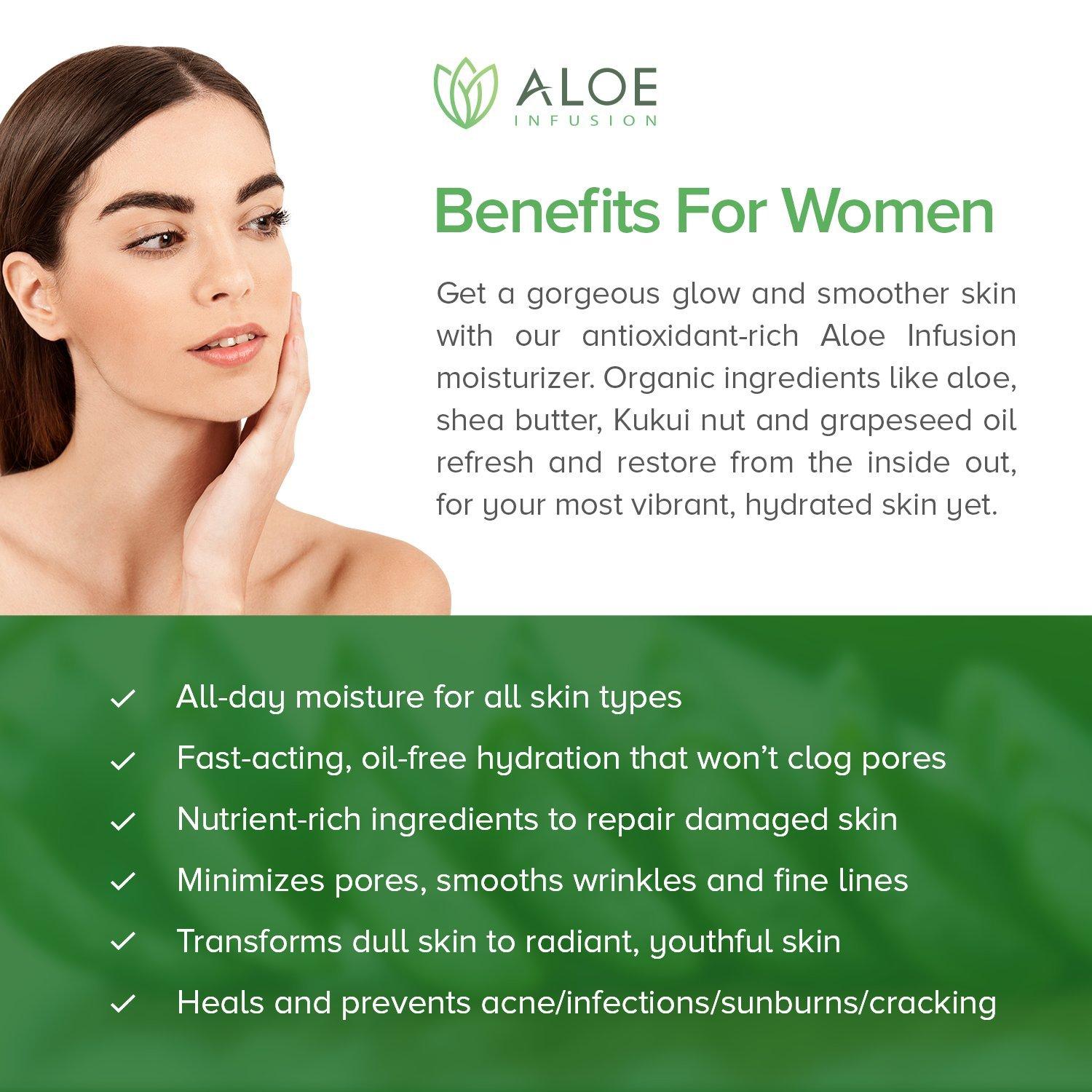 Organic Aloe Infusion Moisturizer for Face & Body - Anti Wrinkle Cream for  Dry Skin, Acne Scars, Rosacea, Psoriasis, Eczema - Men & Women - 2 oz (1  Pack) | Buy Now