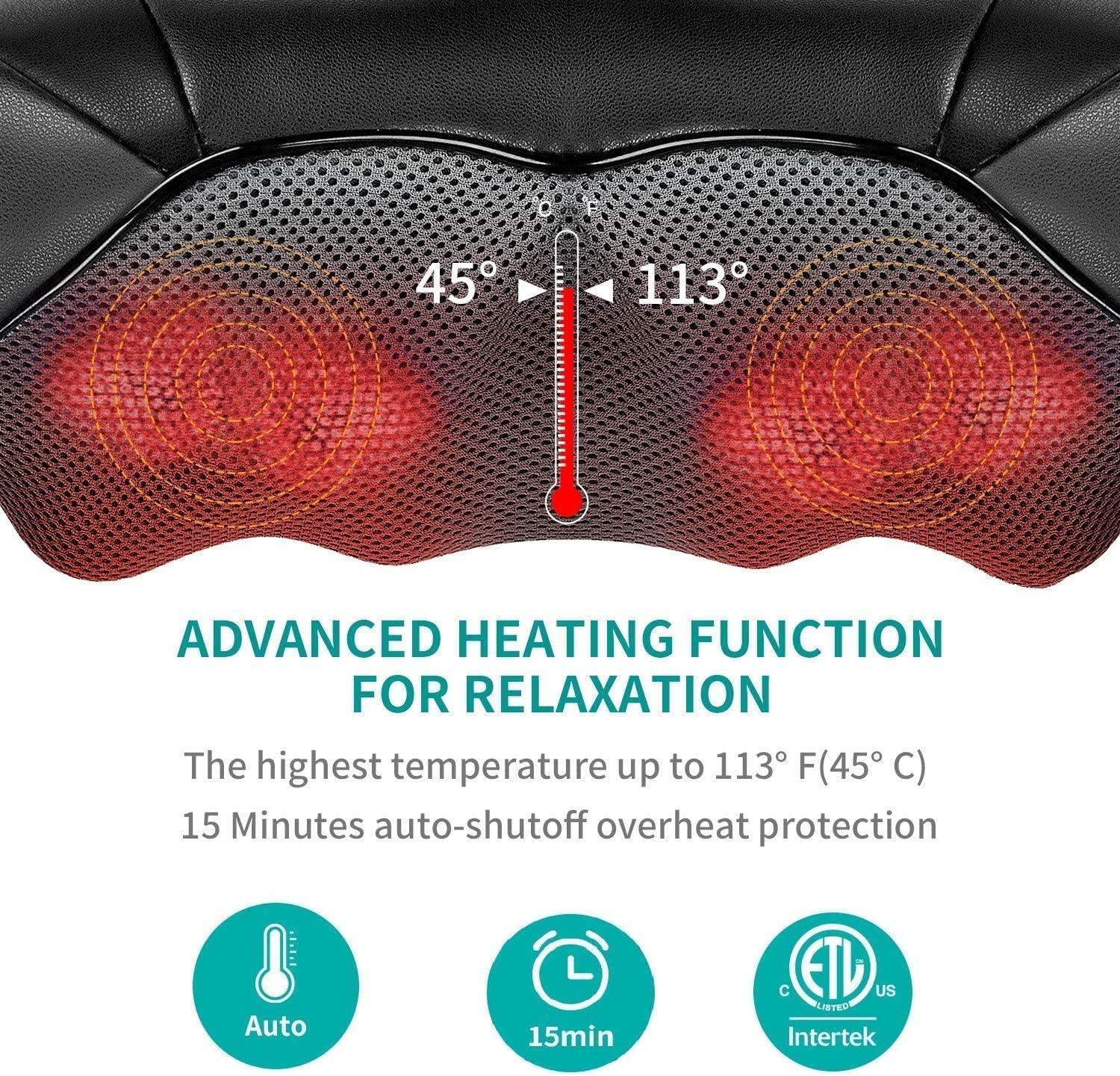 Back Massager with Heat, Shiatsu Back and Neck Massager with 3D Deep Tissue  Kneading for Back Shoulder Legs Foot Body Pain Relief, at Home Office Car  Use 