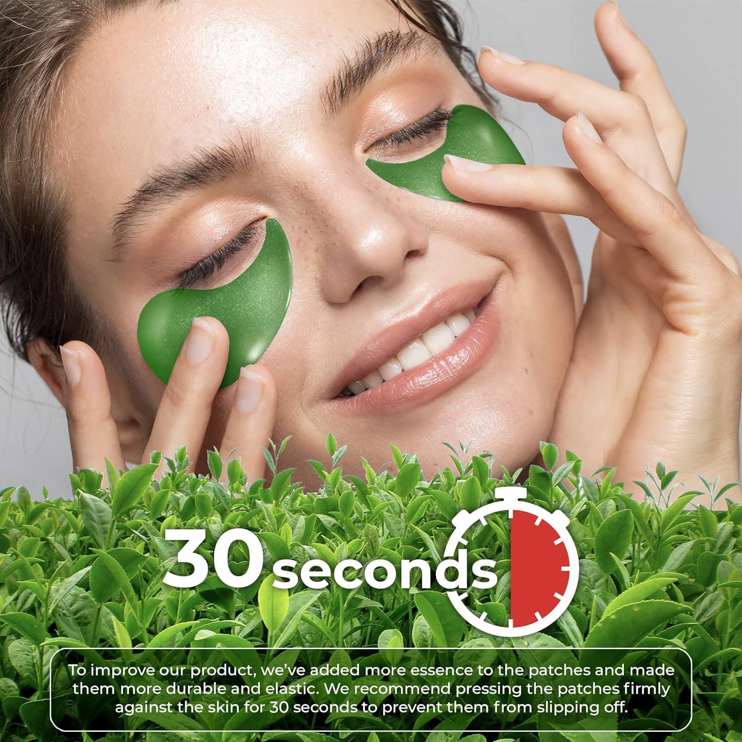 NBCT Matcha Green Tea Under Eye Patches for Dark Circles and Puffiness 60 Pack with Collagen