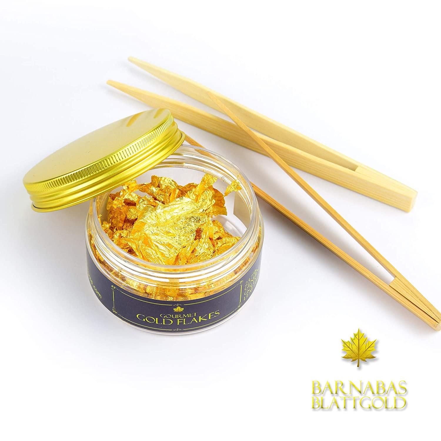 Edible Genuine Gold Leaf Flakes - by Barnabas Blattgold - 150mg Jar Flakes  - 150mg