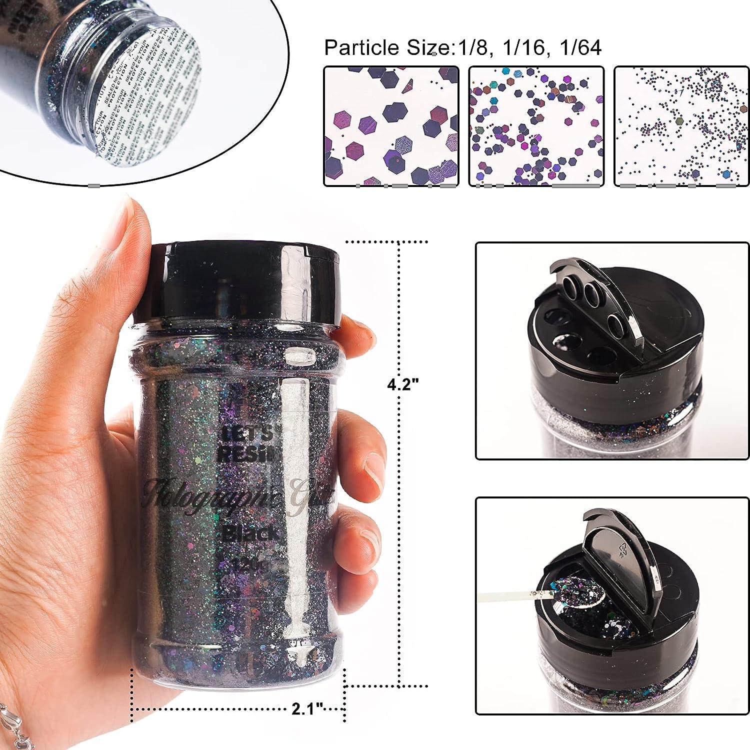 LET'S RESIN Holographic Chunky Glitter, 4.2oz/ 120G Black Resin Glitter for Epoxy  Resin/Festive Decor, High Flashing Holographic Glitter Perfect for Slime,  DIY Crafts,Tumbler, Nail Art