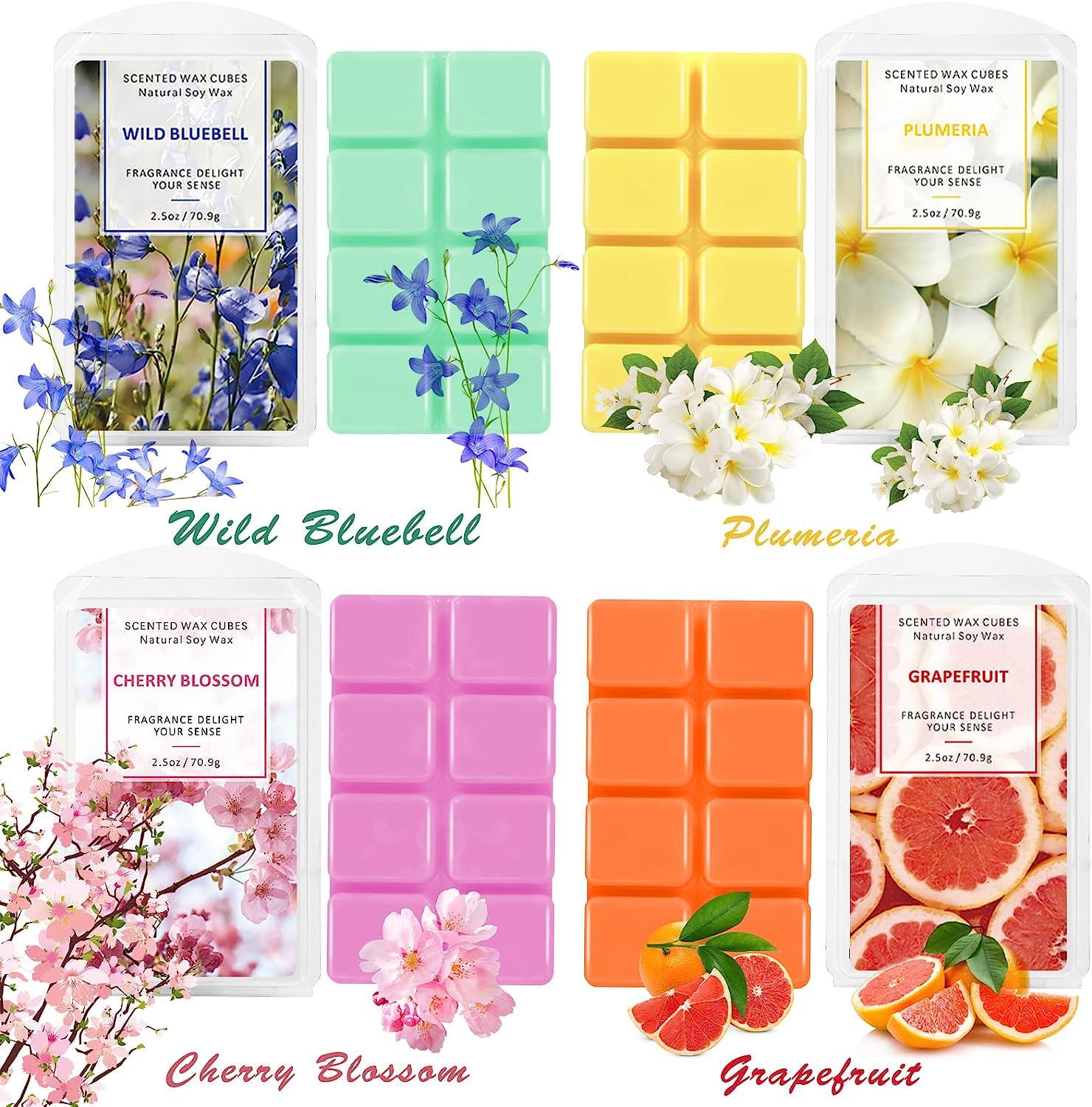 Wax Melts Wax Cubes, Scented Soy Wax Melts, Mothers Day Gifts Deco Wax Melts  for Home, Cherry Blossom, Plumeria, Cotton, Wild Bluebell, Earl Grey,  Bamboo Forest, Nectarine Blossom&Honey, Grapefruit Cherry Blossom, Plumeria