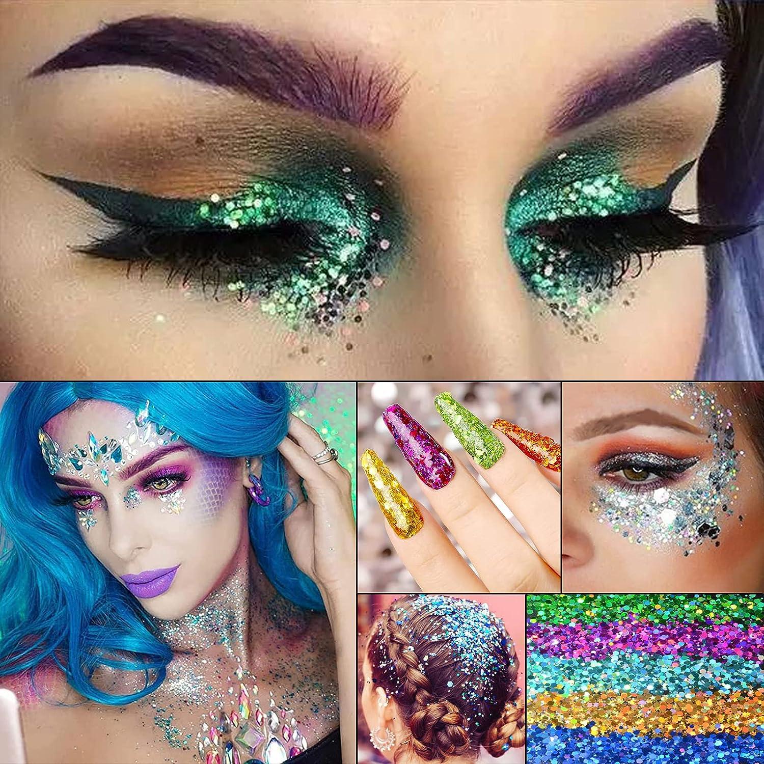 Body Glitter Makeup Set 2Pcs Mermaid Sequins Face Glitter Gel Makeup for  Body Hair Face Nail Eyeshadow Long Lasting Waterproof Liquid Glitter Gel  Total 10 Colors Available (8 RED 2PCS)