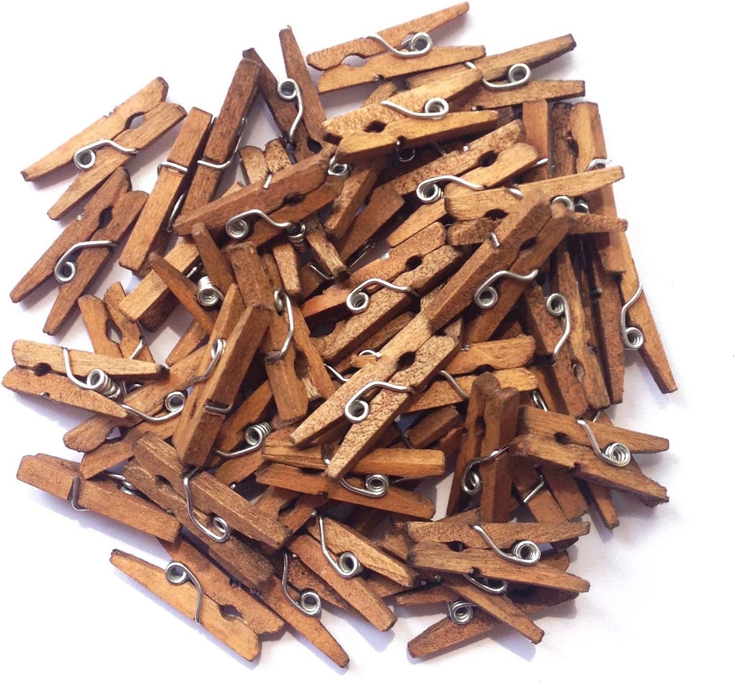 100 Pk 1 Mini Clothespins Mixed Colors Wooden Clips Craft Clothes
