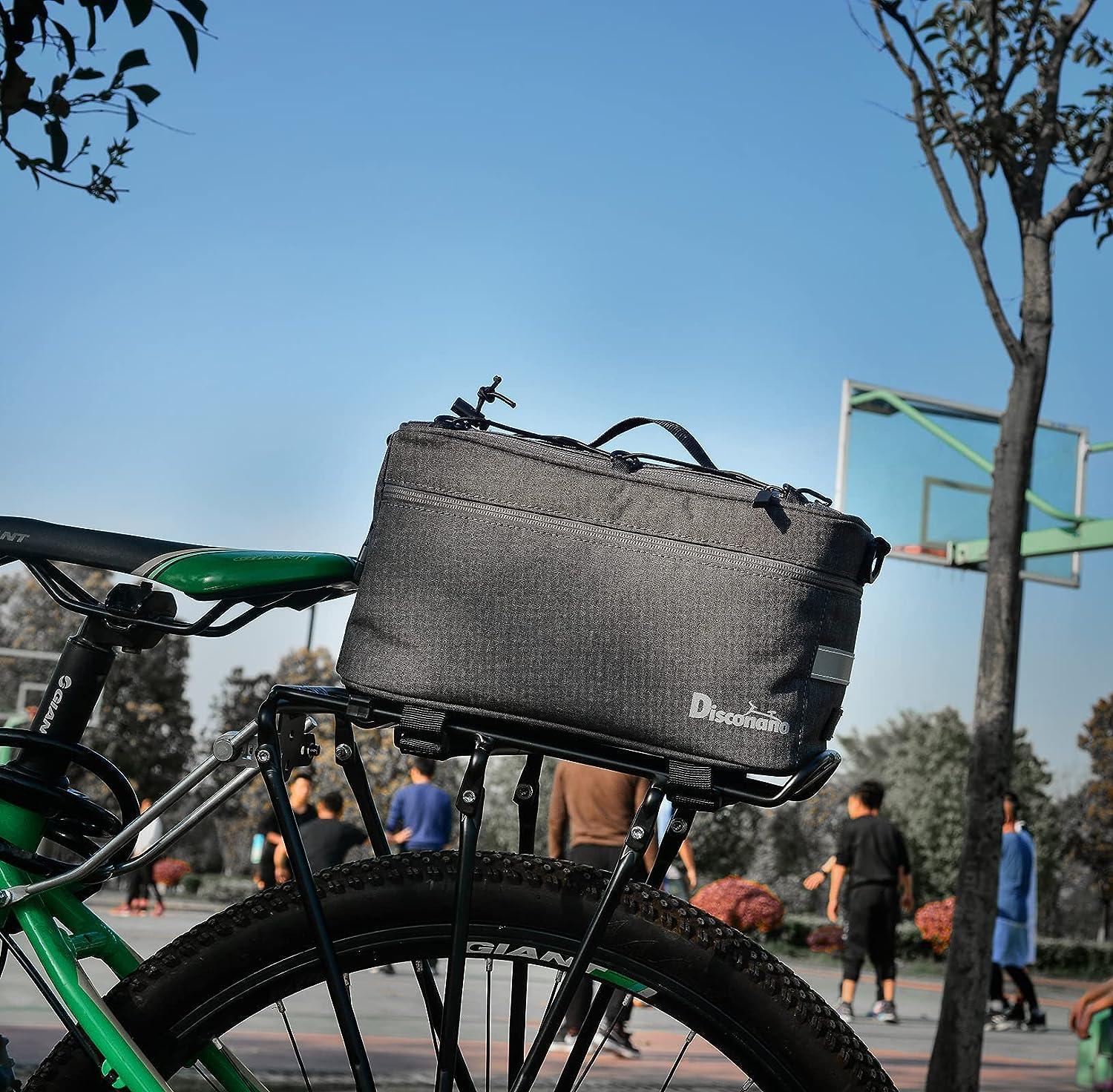 Disconano 8L Multifunctional Bicycle Rear Rack Bag Can Carry  Basketball/Football/Helmet, Can Be Used as Hand Bag/Ice Bag/Lunch Bag Gray
