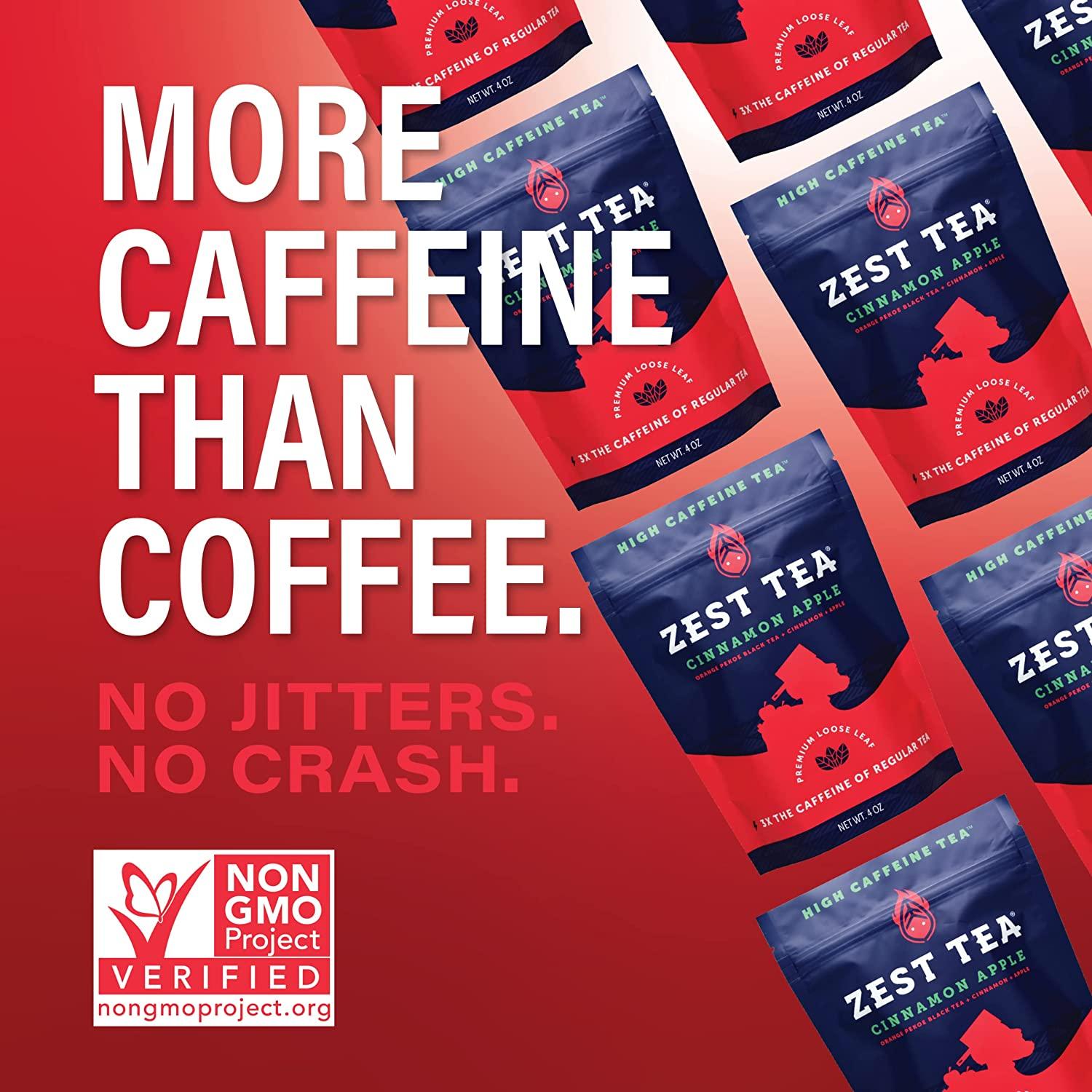 Zest 150mg High Caffeine Energy Loose Leaf Blend Cinnamon Apple Black