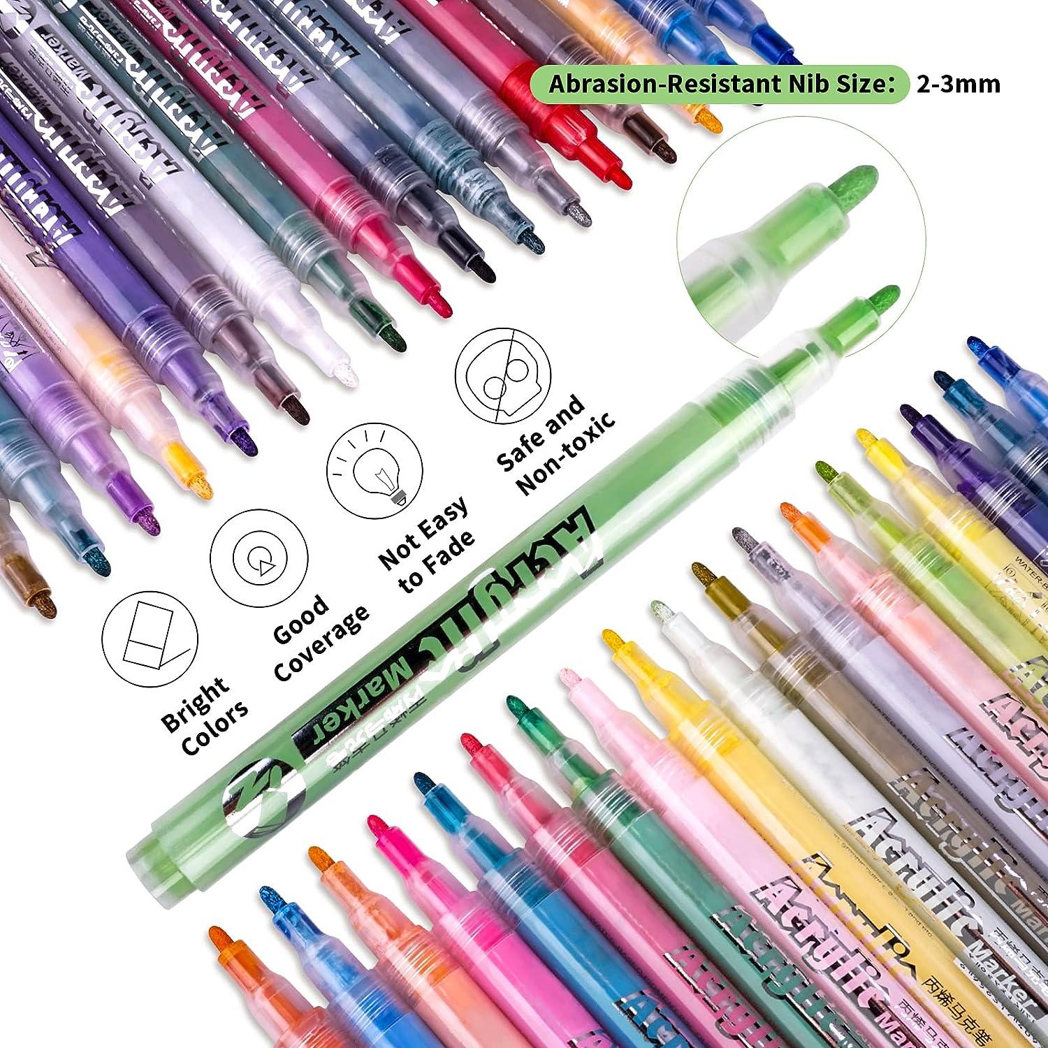 Acrylic Paint Brush Markers, Dual Tip-Set of 36