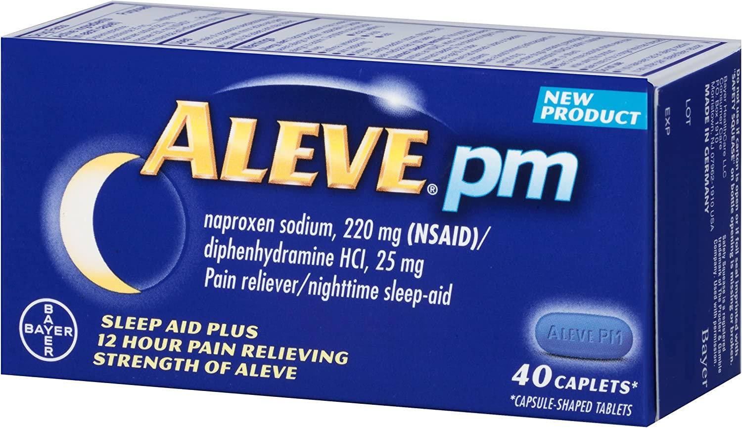 Aleve PM Caplets with Naproxen Sodium, 220mg (NSAID) Pain Reliever