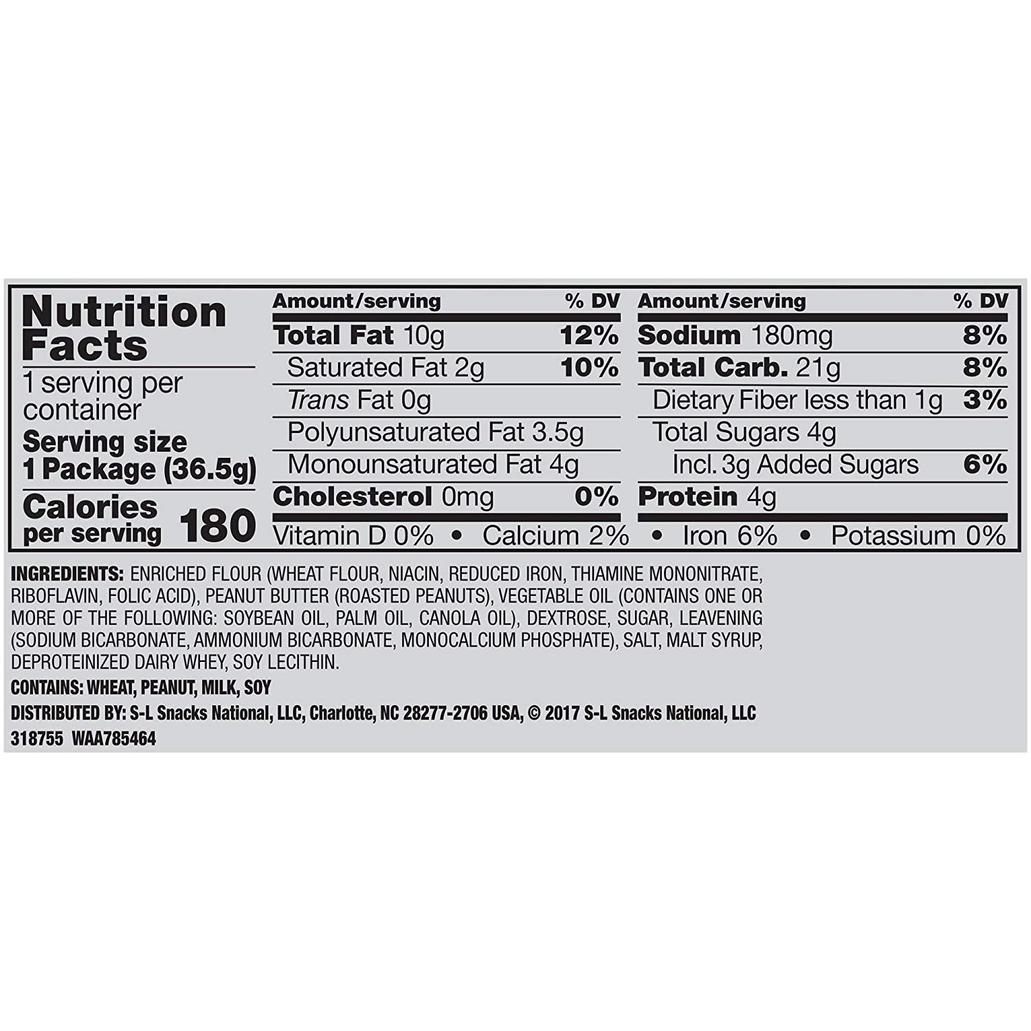 Lance Malt Crackers with Real Peanut Butter 3 Boxes of 8 Individual Packs