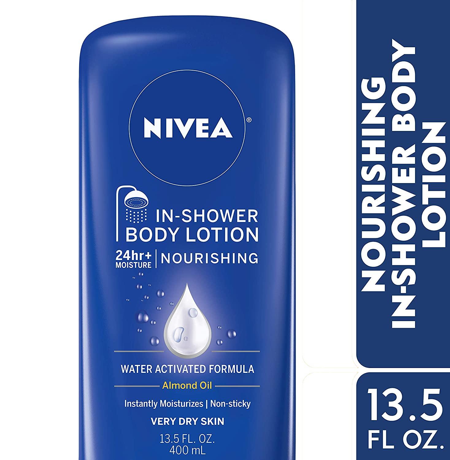 NIVEA Almond InShower Lotion for Dry Skin 13.5 Fl Oz Bottle
