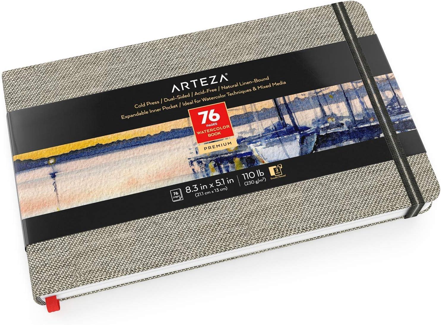 Arteza Watercolor Sketchbook, 8.3 x 5.1 Inches, 76-Page Journal