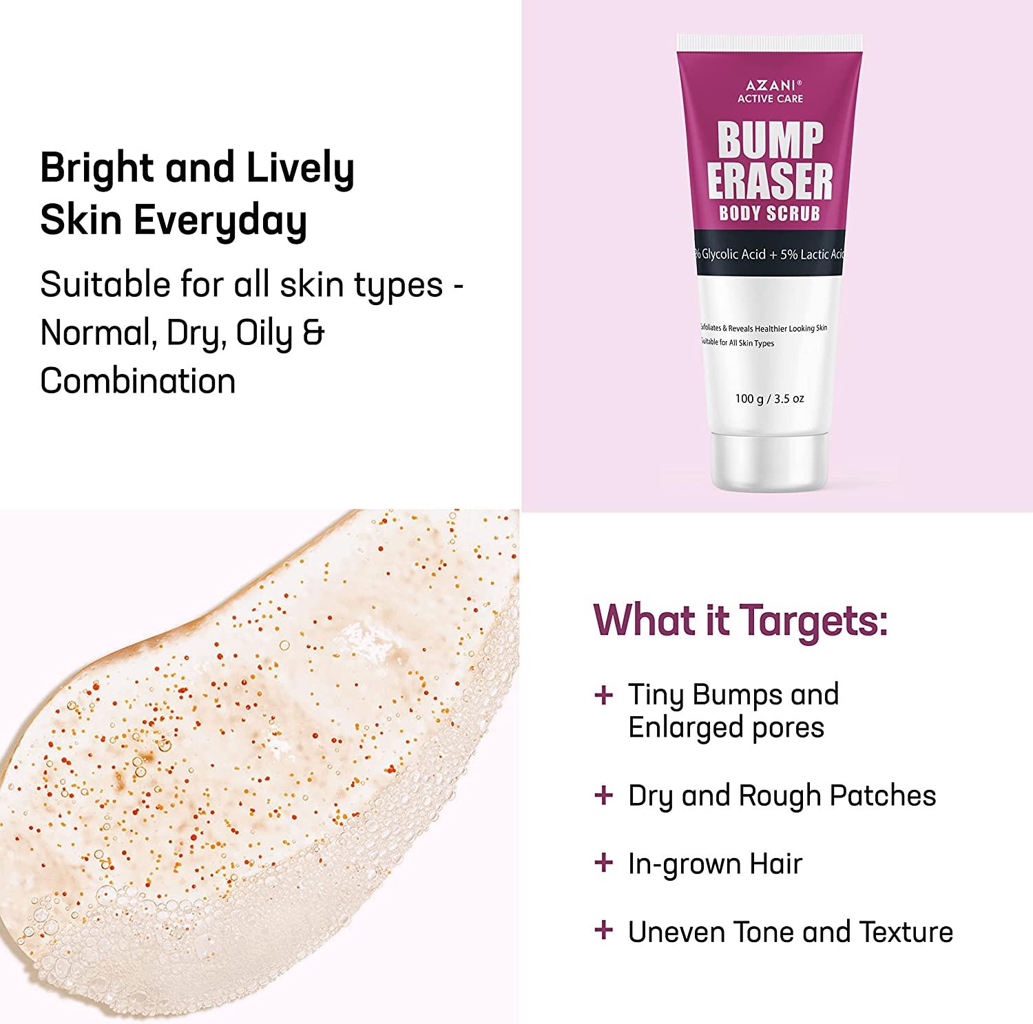 Azani Bump Eraser Body Scrub 5 Glycolic & Lactic Acid Exfoliator For Keratosis Pilaris