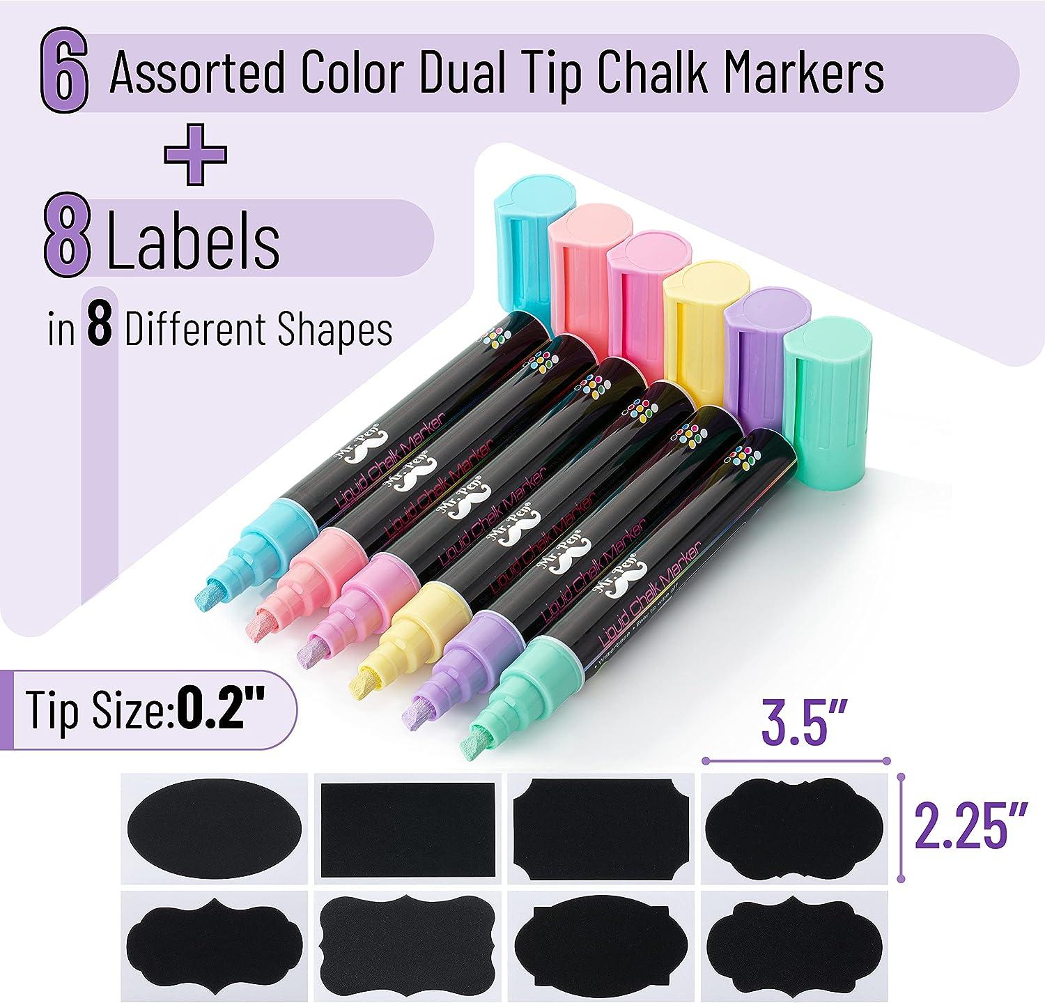 Mr. Pen- Chalk Markers, 6 Pack, Pastel Colors, 8 Labels, Chalkboard Markers,  Liquid Chalk Markers, Chalk Markers for Chalkboard, Chalk Pens, Chalk Marker,  Glass Markers, Liquid Chalk Markers Erasable