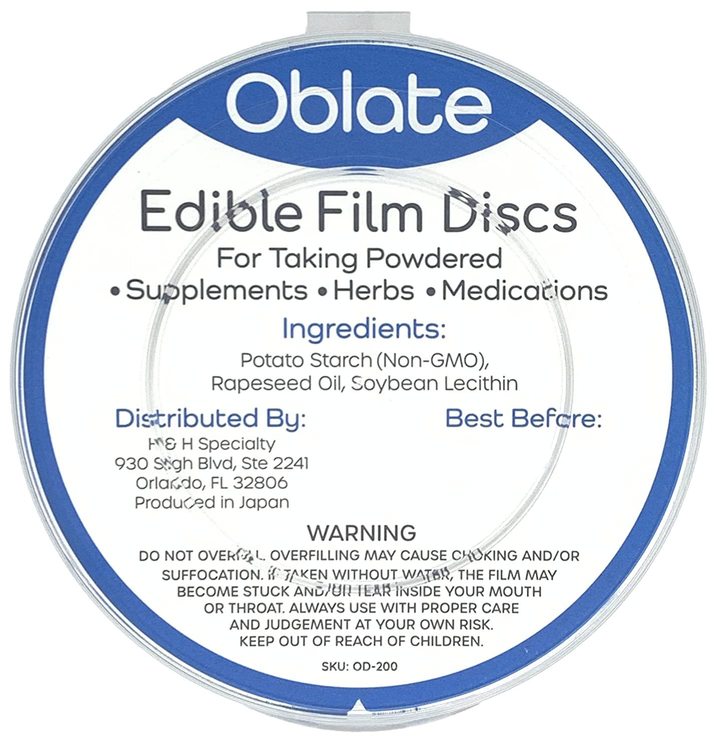 200 Count Oblate Discs Edible Films for Powdered Medications