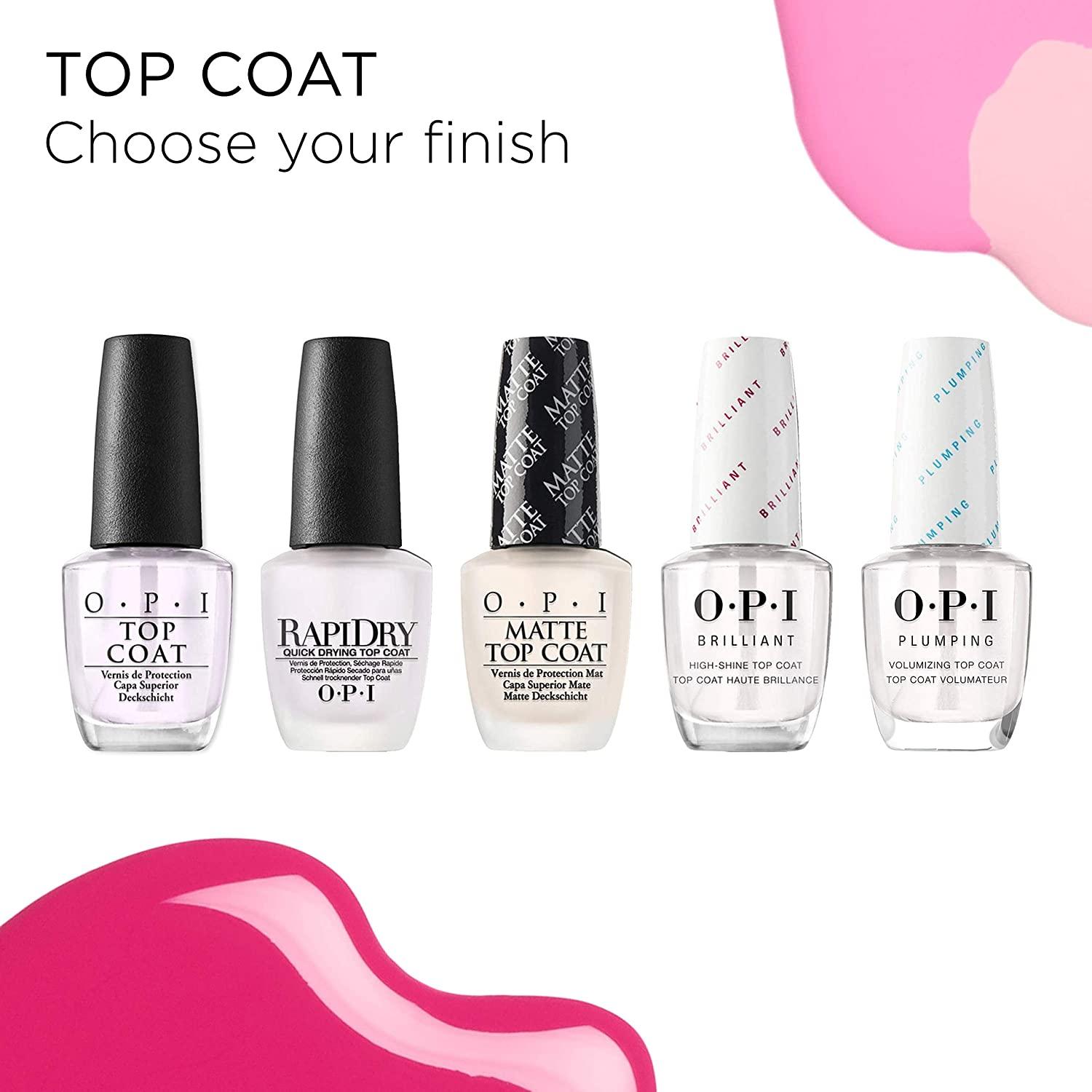 OPI Nail Polish Top Coats | High Shine, Matte, Plumping, Quick Dry Finishes   fl oz Clear