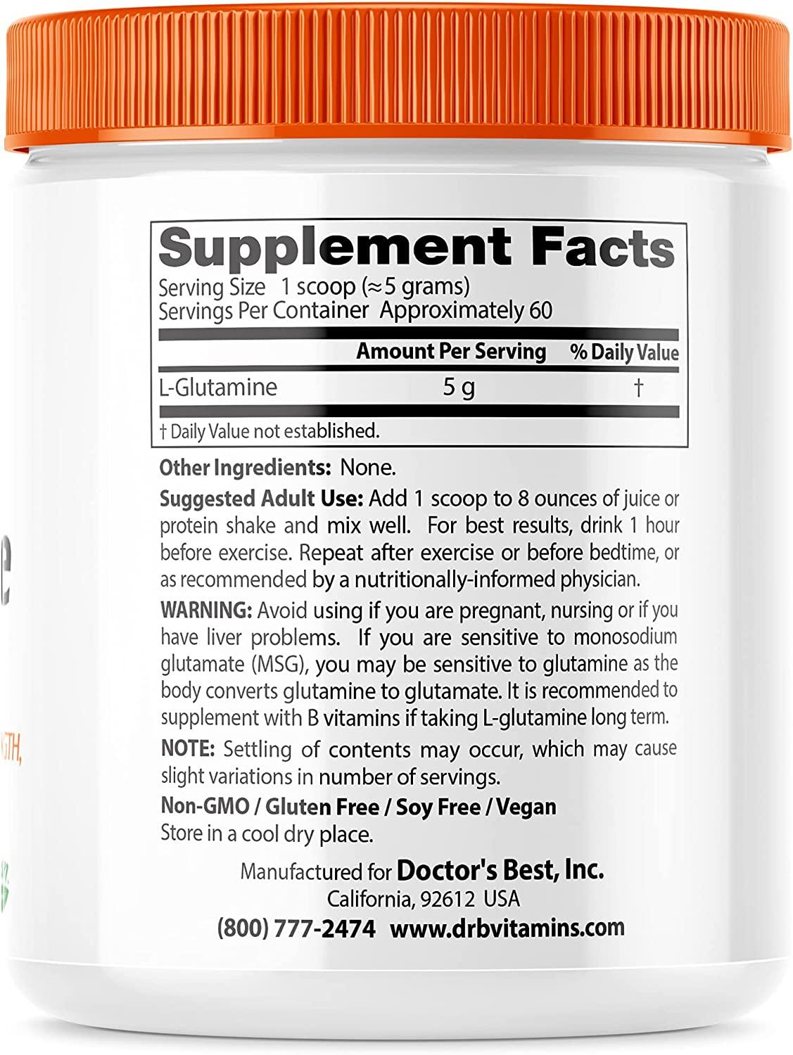 Doctor's Best Pure L-Glutamine Powder 10.6 oz (300 g)