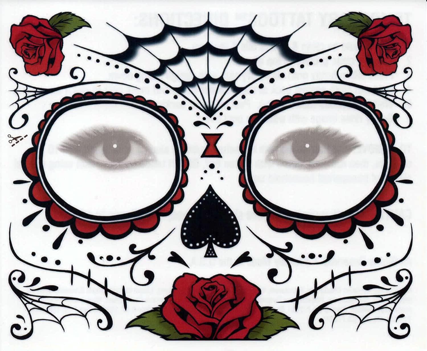 Sugar Skull Rose Temporary Tattoo Kit Set of 3