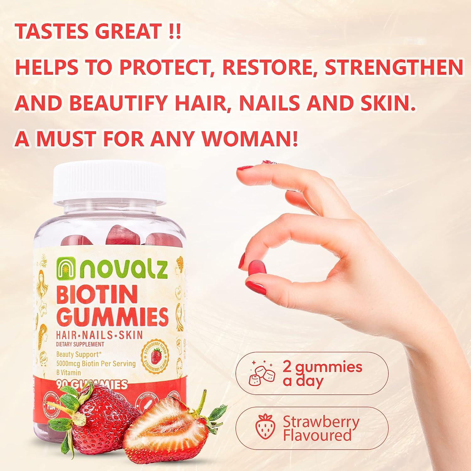 Biotin 5000mcg Hair, Skin And Nail Growth Support Gummy Supplement - View #9