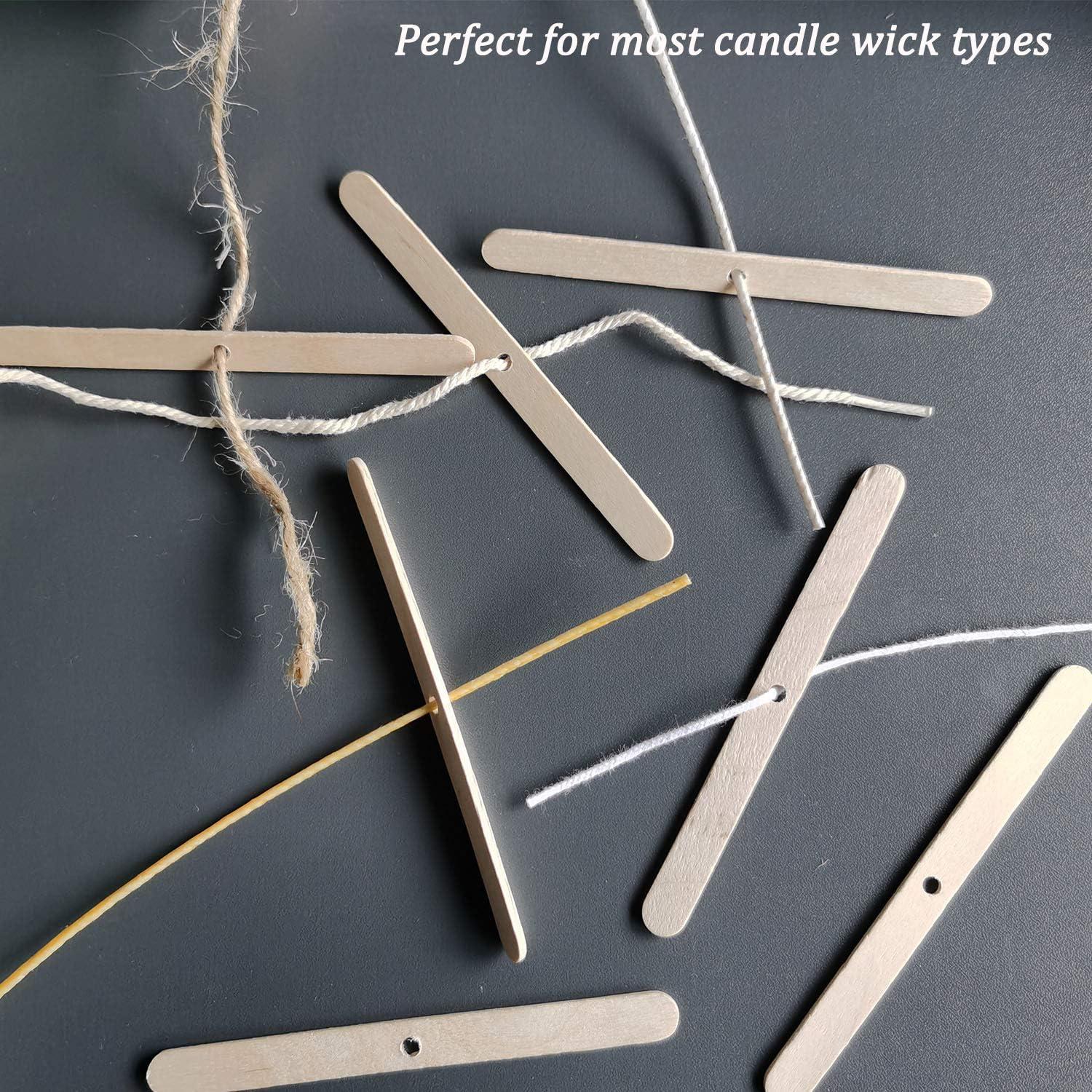 MILIVIXAY 100PCS 10 inch Candle Wicks with 100 Metal Tabs, 100PCS Candle  Wick Stickers and 6PCS Wooden Candle Wick Holders - Wicks Coated with